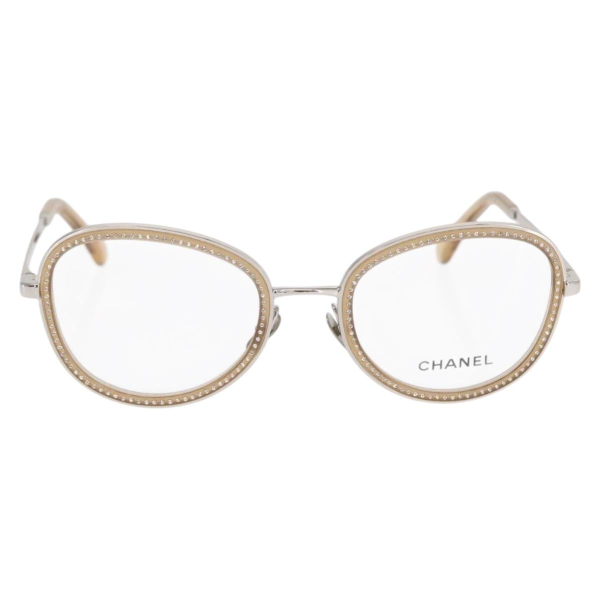 CHANEL Sunglasses metal Beige CC Auth ka2082