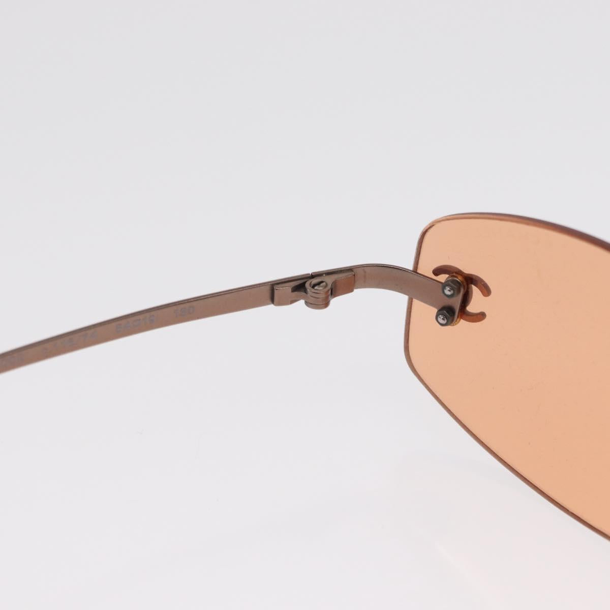 CHANEL Sunglasses metal Orange CC Auth ka2083