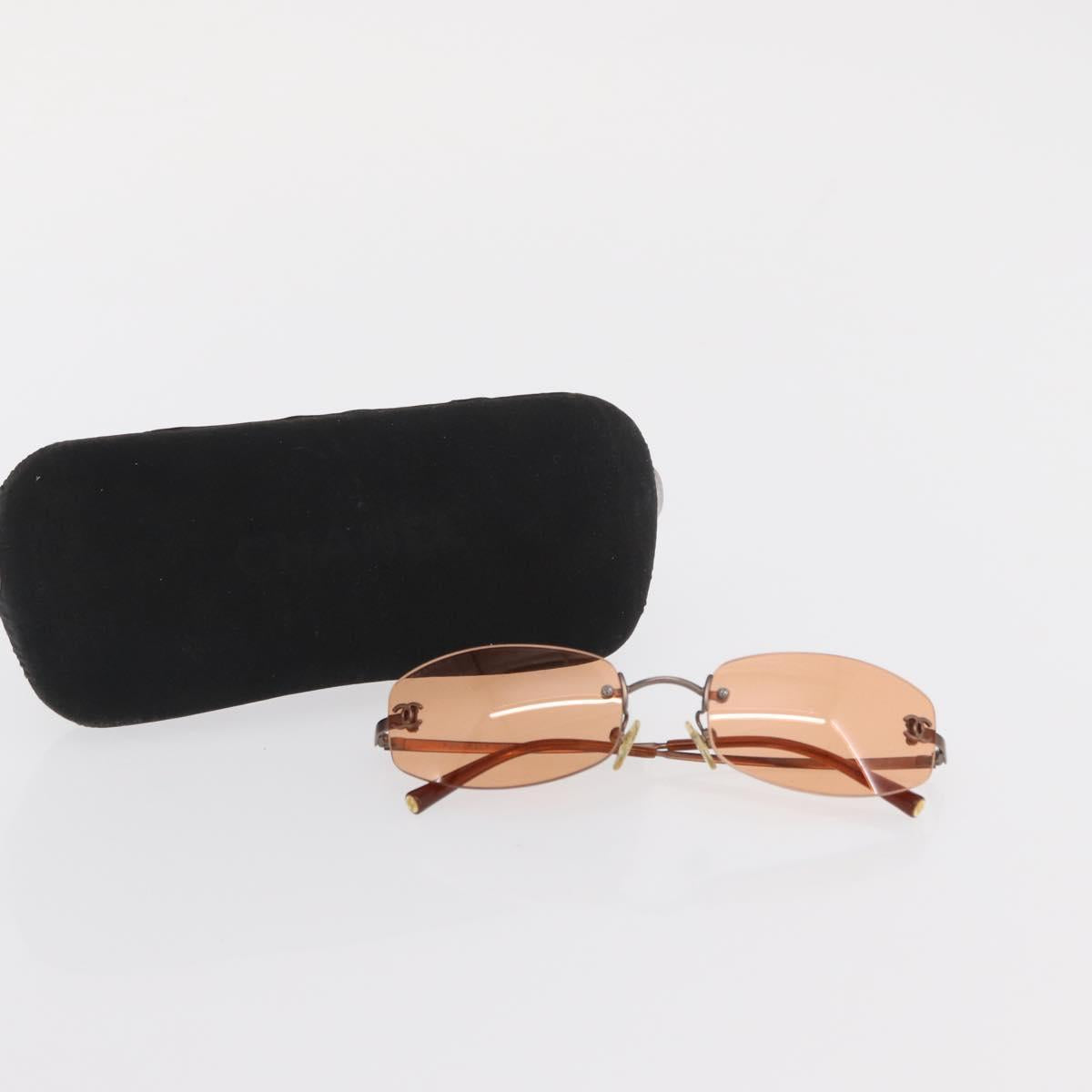 CHANEL Sunglasses metal Orange CC Auth ka2083