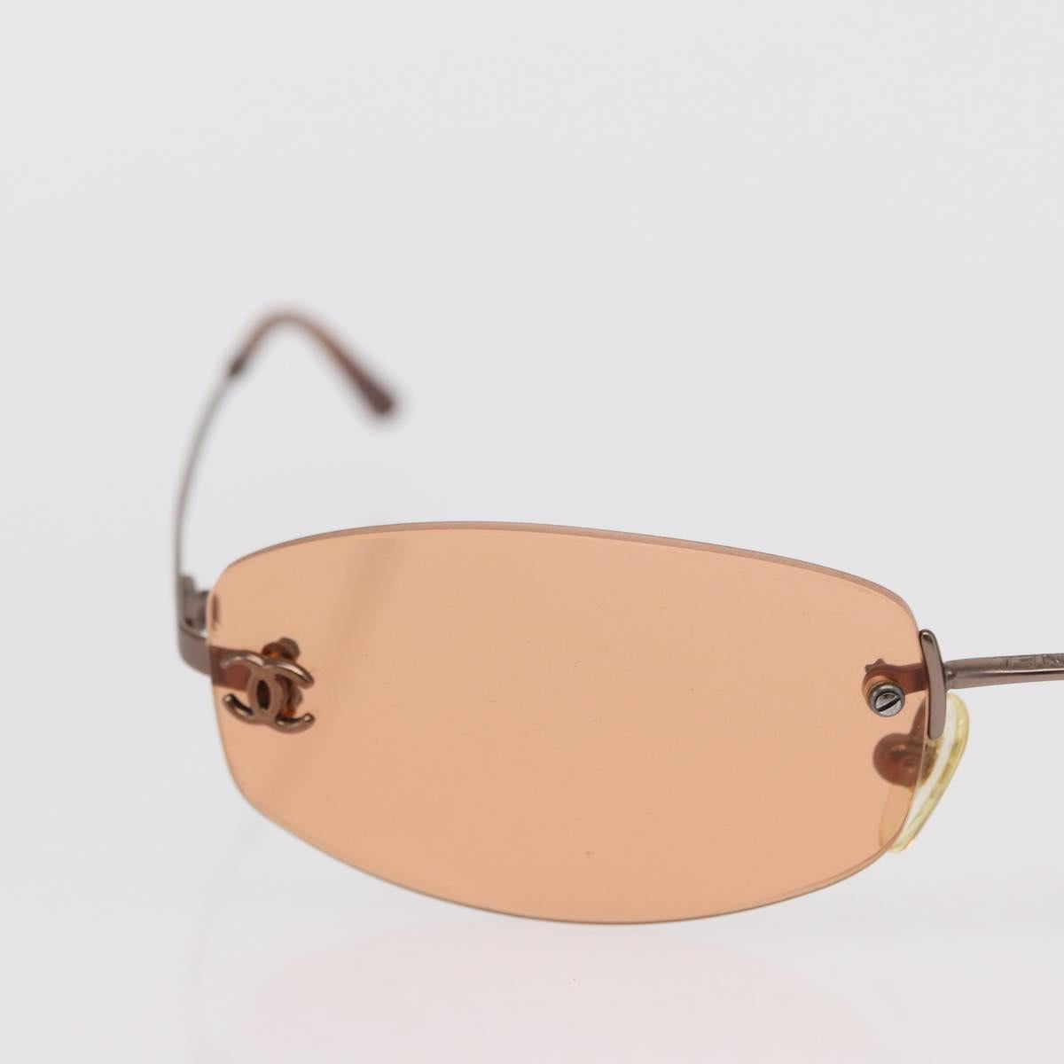 CHANEL Sunglasses metal Orange CC Auth ka2083