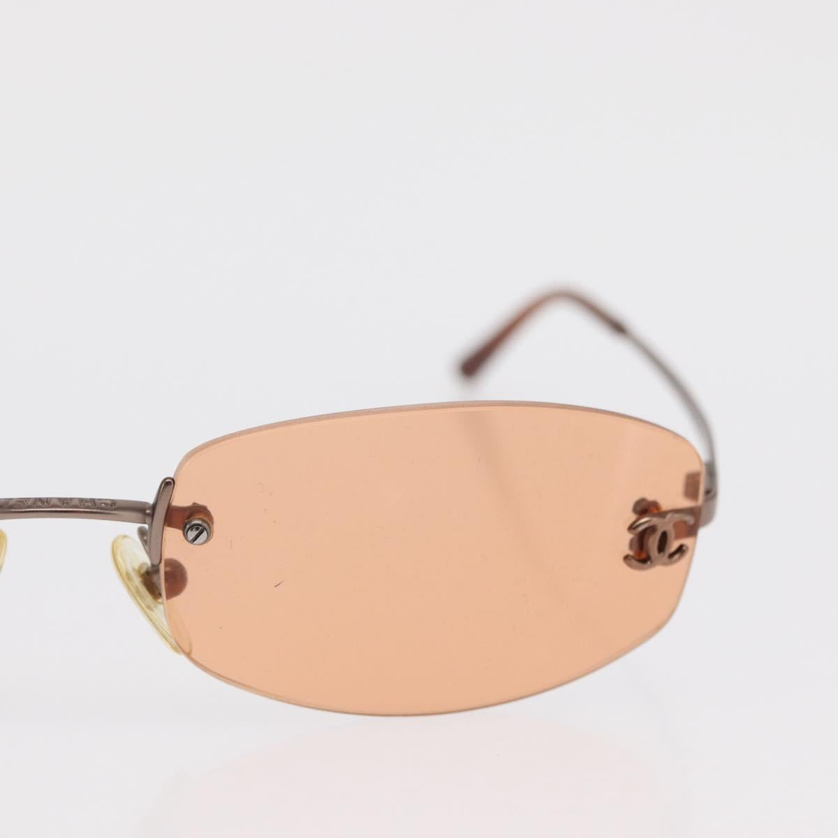 CHANEL Sunglasses metal Orange CC Auth ka2083