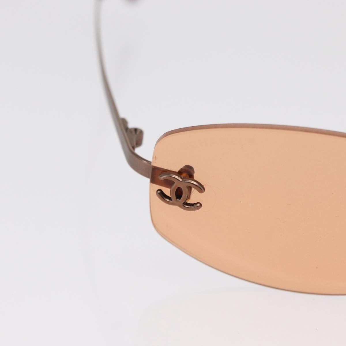 CHANEL Sunglasses metal Orange CC Auth ka2083