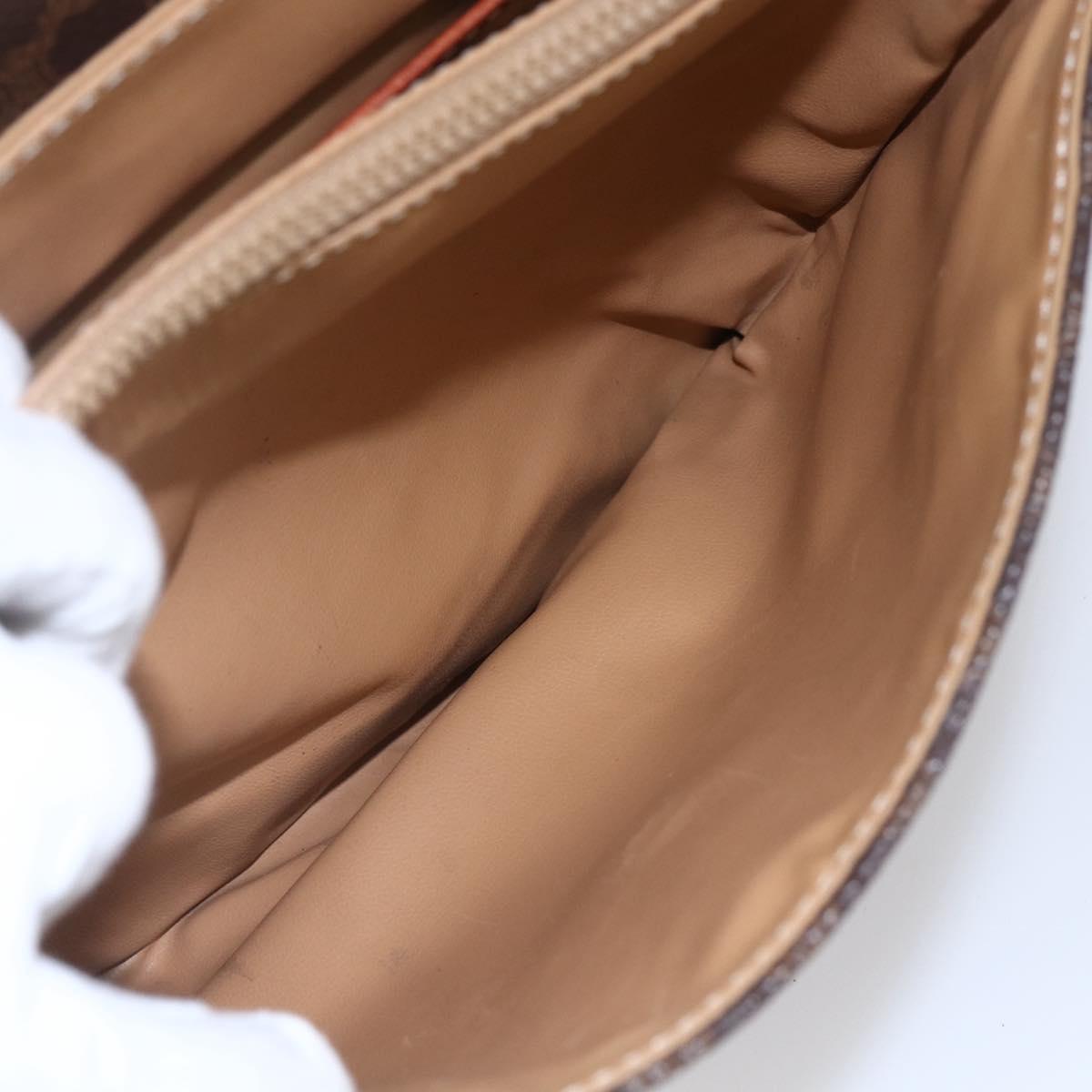 CELINE Macadam Canvas Shoulder Bag PVC Leather Brown Gold Auth ka209