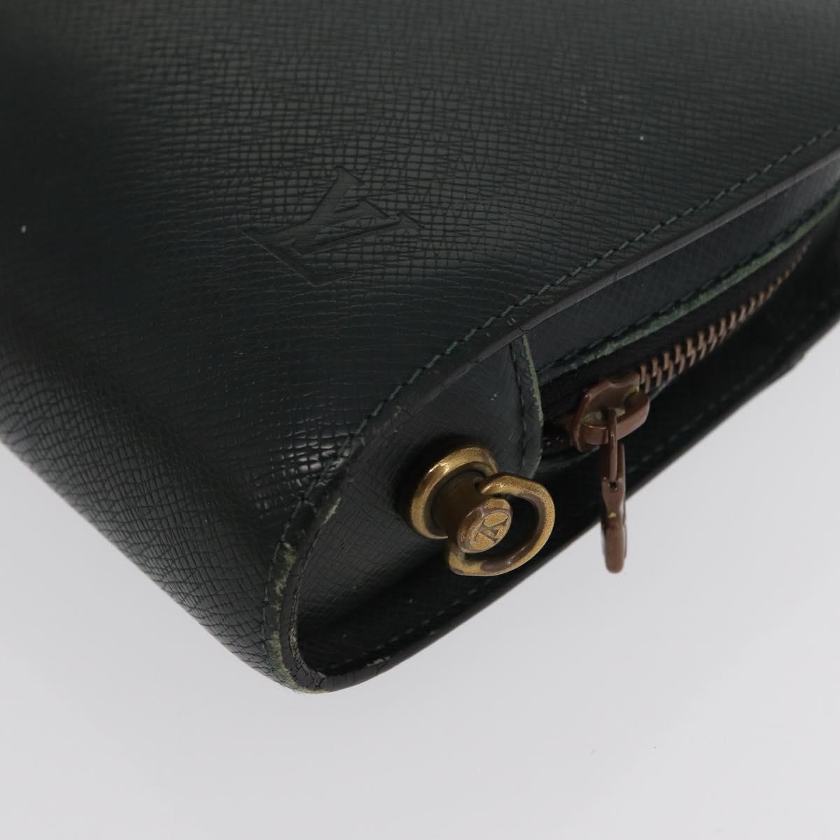 LOUIS VUITTON Monogram Taiga Clutch Bag 2 Set Green LV Auth ka2098