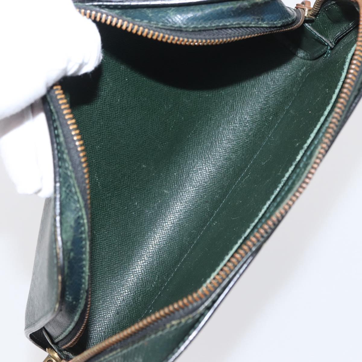 LOUIS VUITTON Monogram Taiga Clutch Bag 2 Set Green LV Auth ka2098