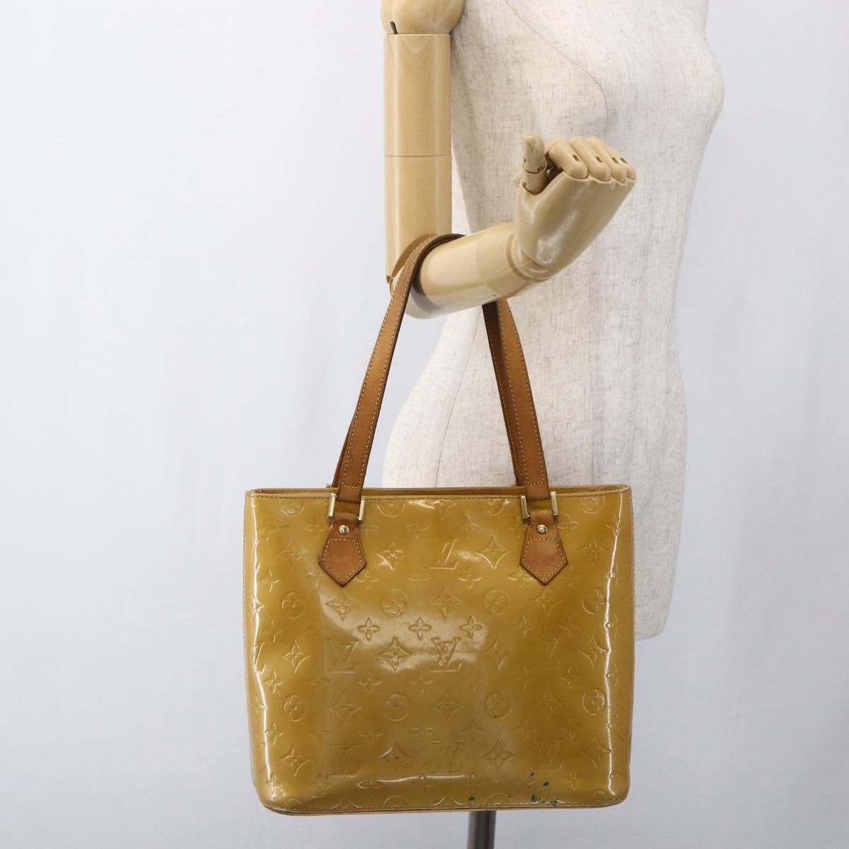 LOUIS VUITTON Monogram Vernis Houston Hand Bag Beige M91004 LV Auth ka2099