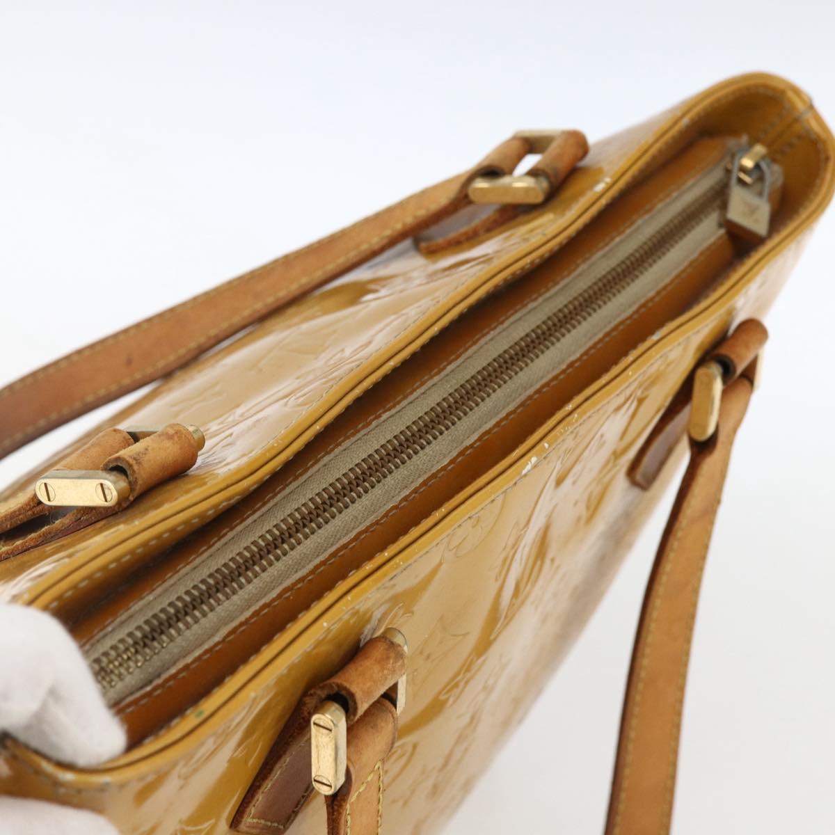LOUIS VUITTON Monogram Vernis Houston Hand Bag Beige M91004 LV Auth ka2099