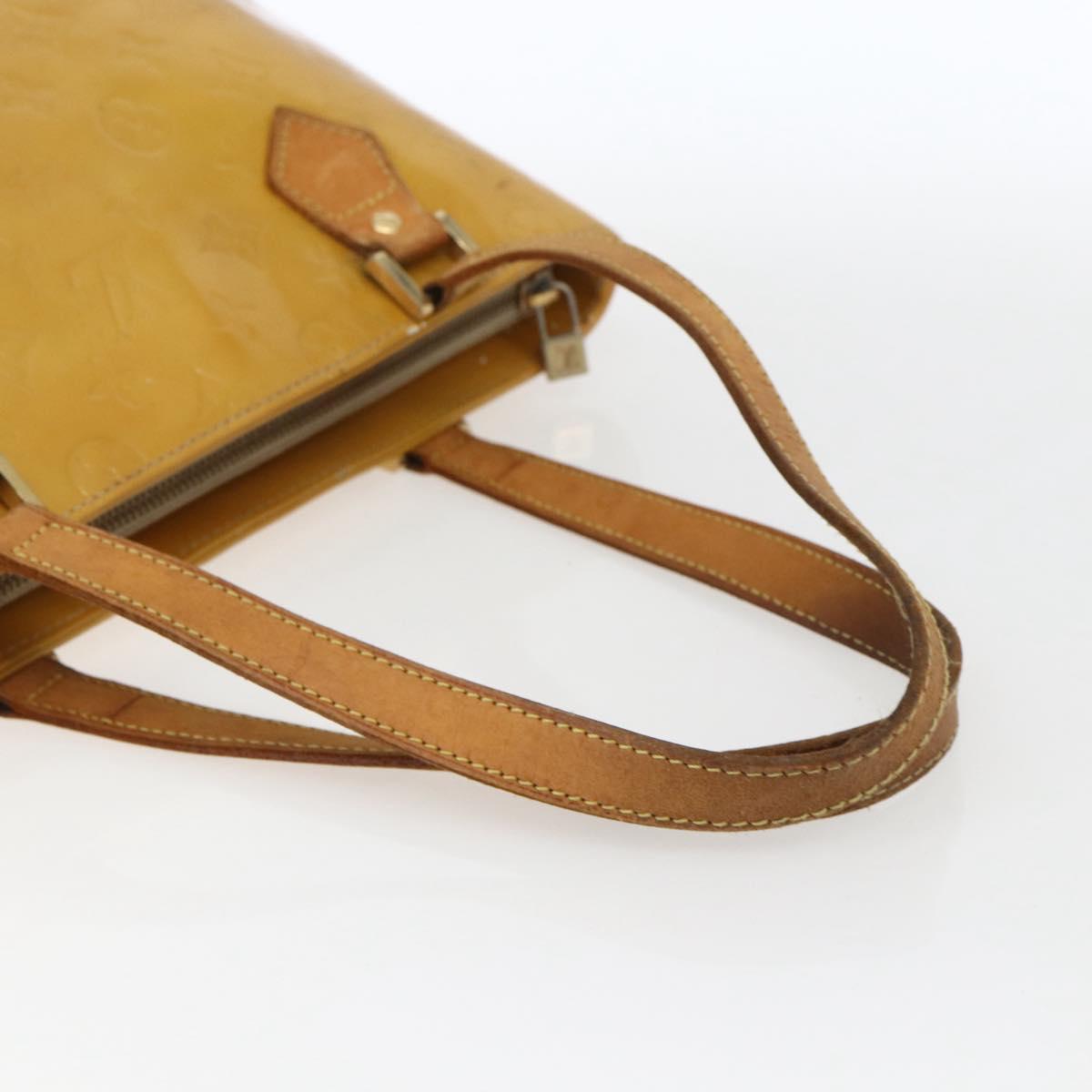 LOUIS VUITTON Monogram Vernis Houston Hand Bag Beige M91004 LV Auth ka2099