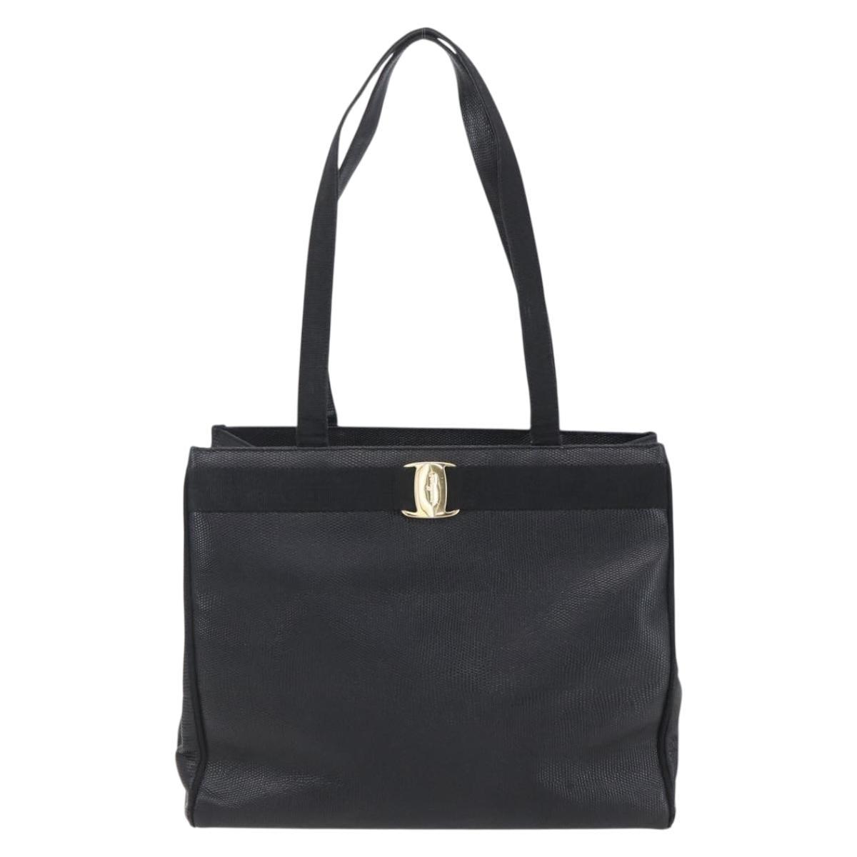Salvatore Ferragamo Shoulder Bag Leather 2 Set Black Auth ka210