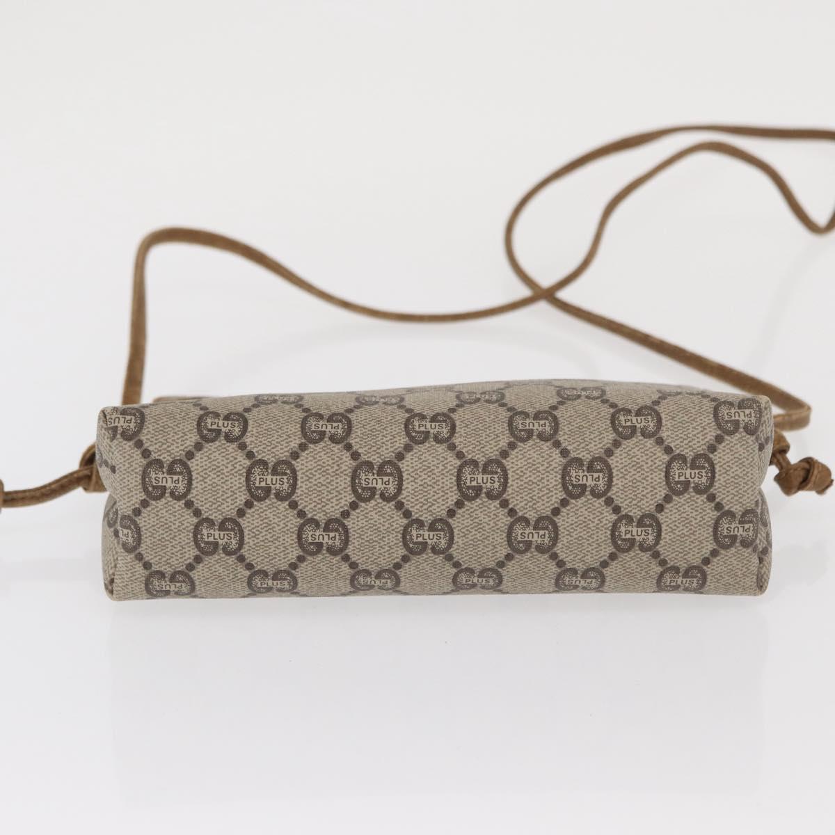 GUCCI GG Plus Supreme Shoulder Bag PVC Beige Gold Auth ka2102