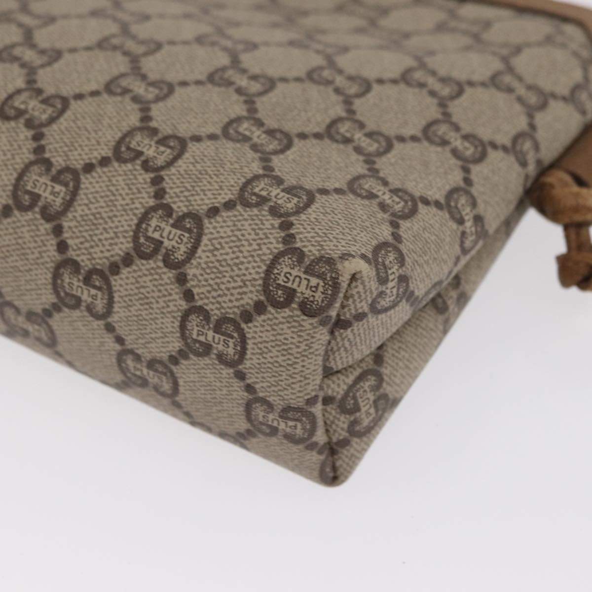 GUCCI GG Plus Supreme Shoulder Bag PVC Beige Gold Auth ka2102