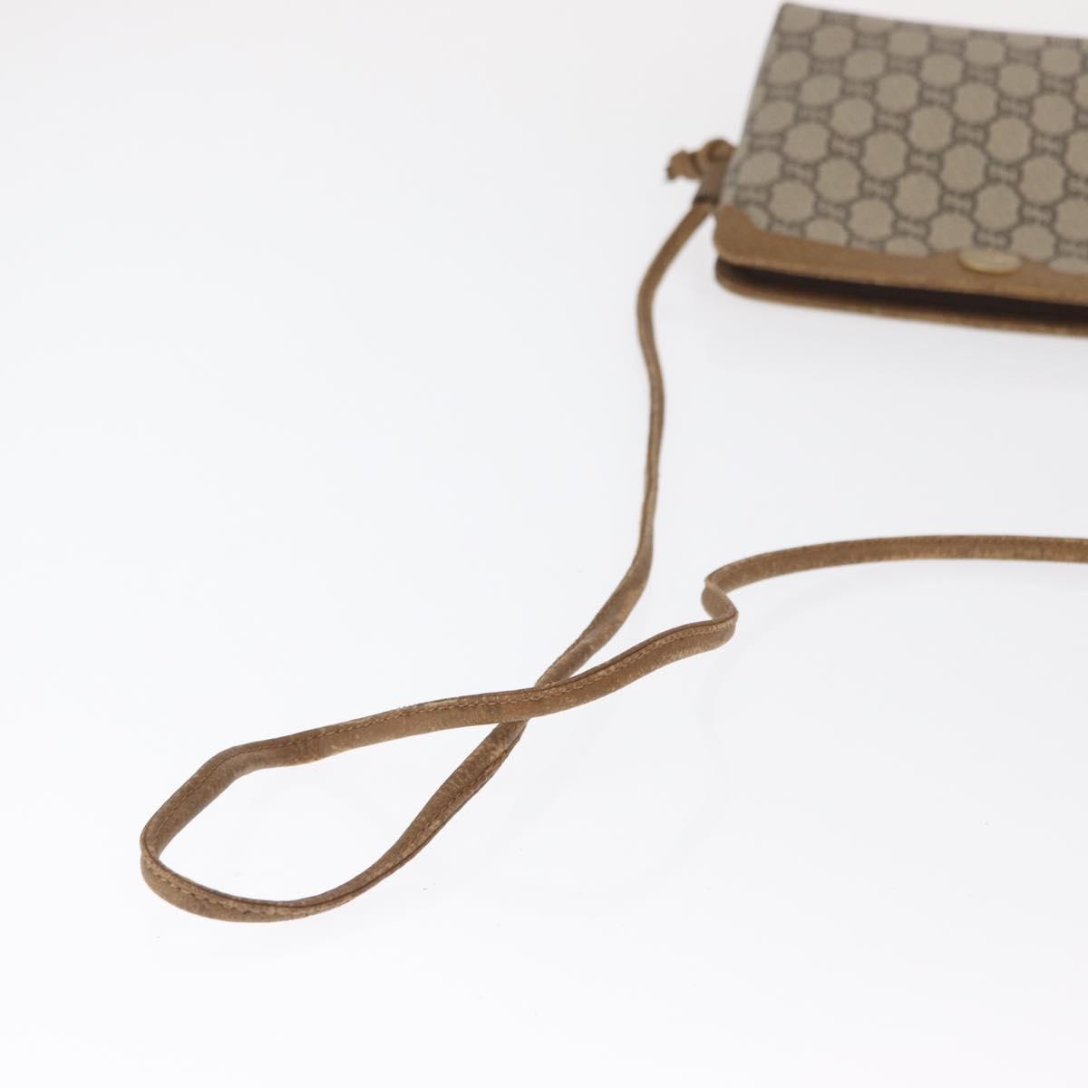 GUCCI GG Plus Supreme Shoulder Bag PVC Beige Gold Auth ka2102
