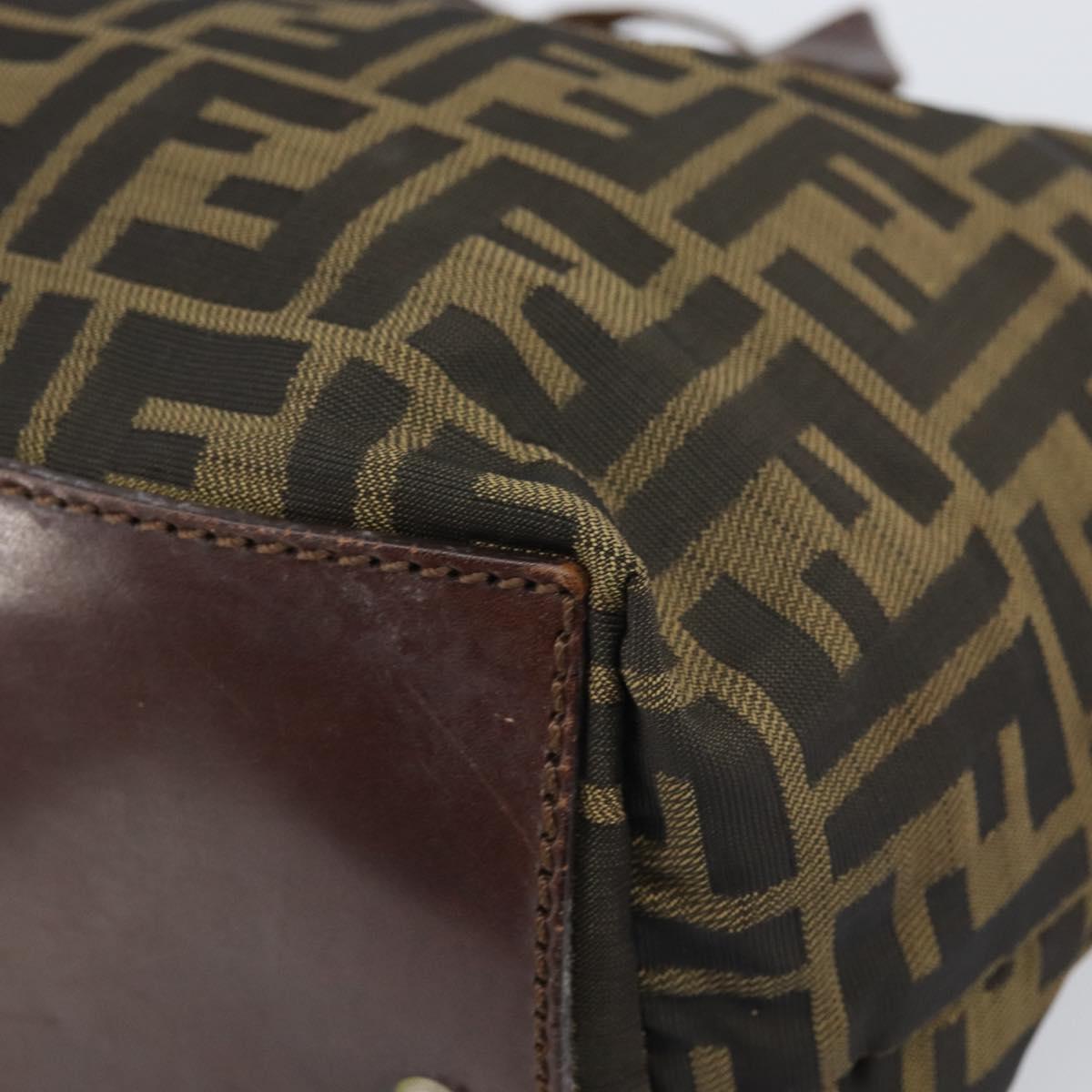 FENDI Zucca Canvas Hand Bag Brown Black Auth ka2103