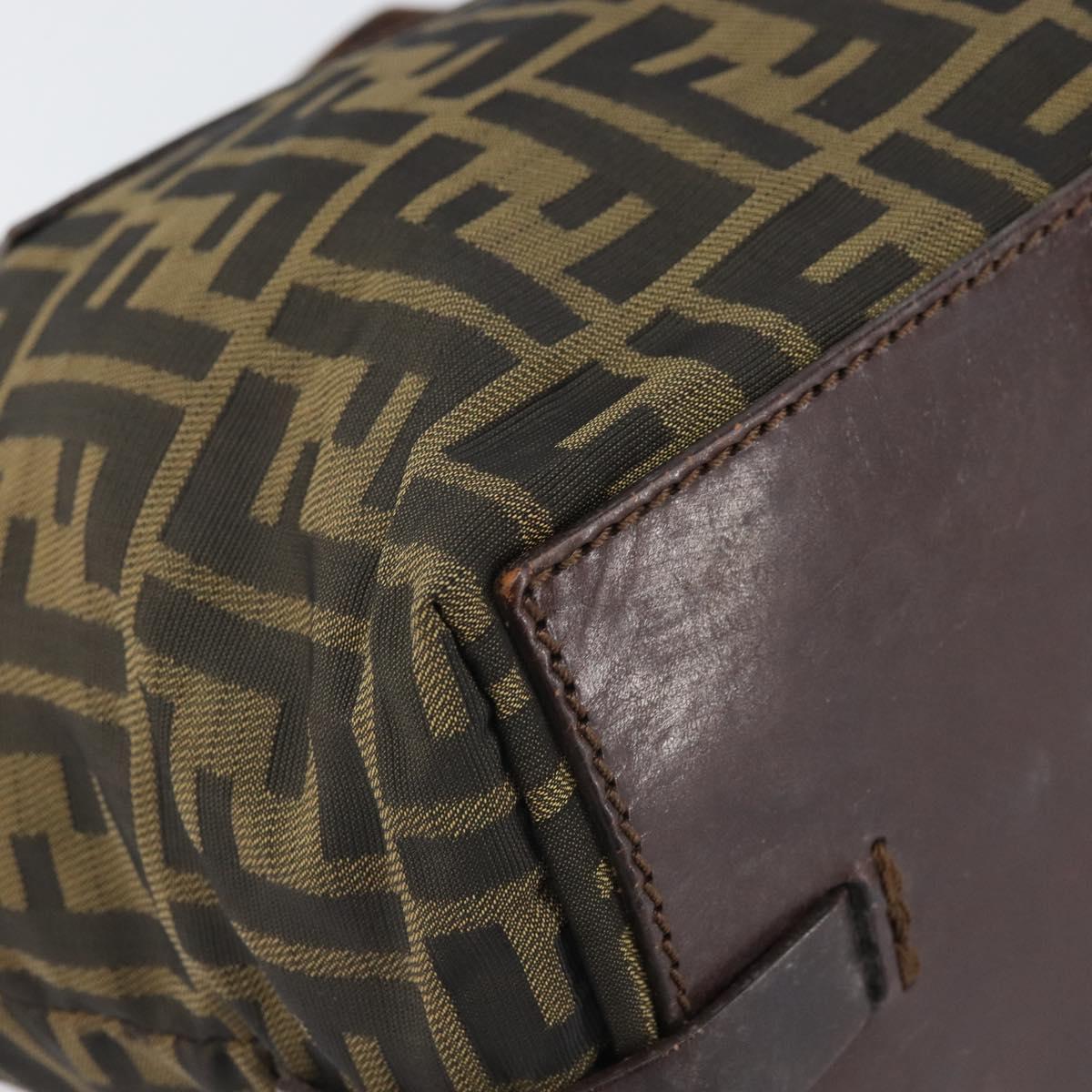 FENDI Zucca Canvas Hand Bag Brown Black Auth ka2103