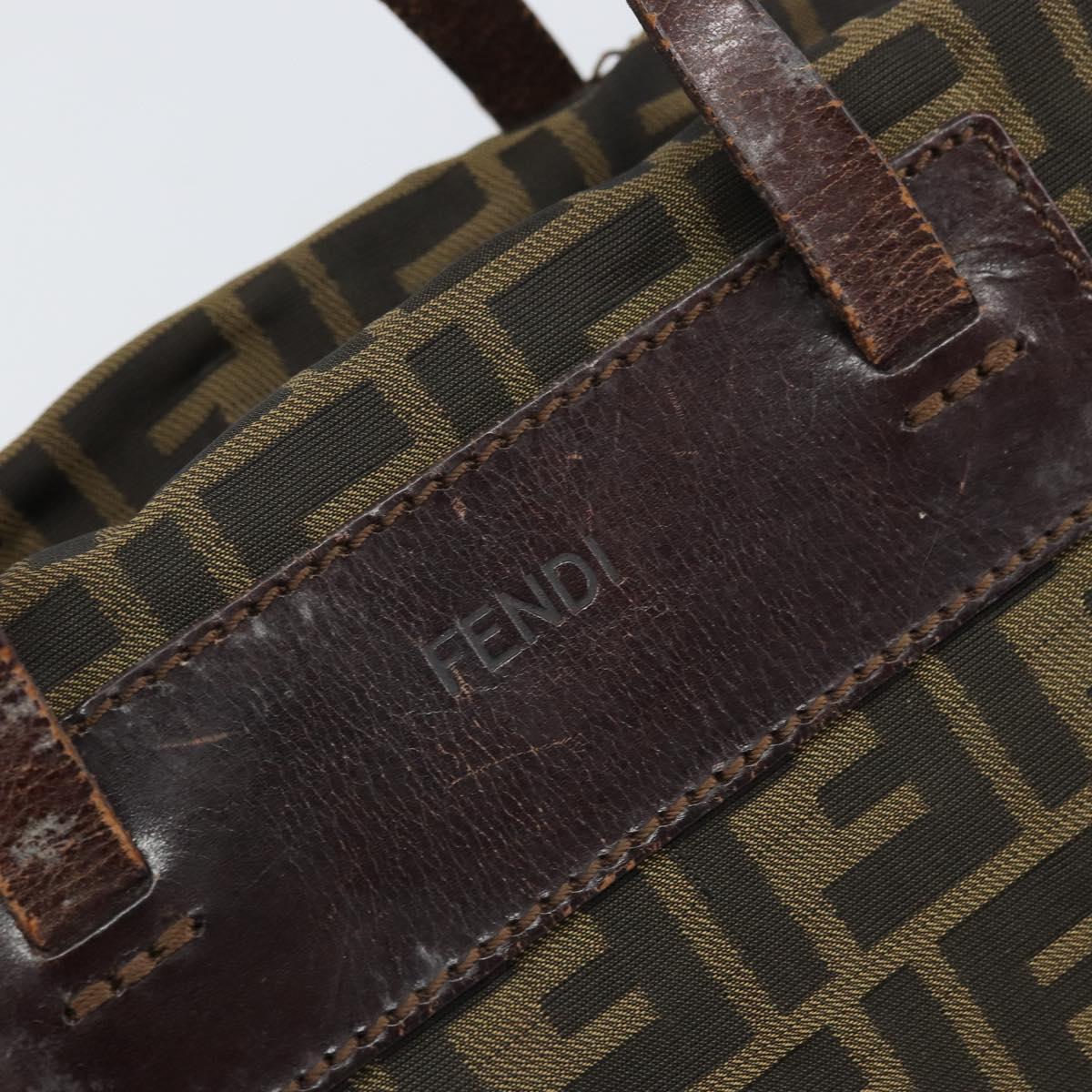 FENDI Zucca Canvas Hand Bag Brown Black Auth ka2103