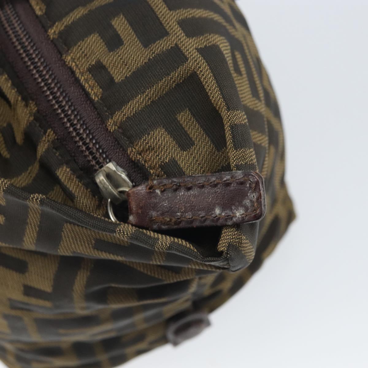 FENDI Zucca Canvas Hand Bag Brown Black Auth ka2103