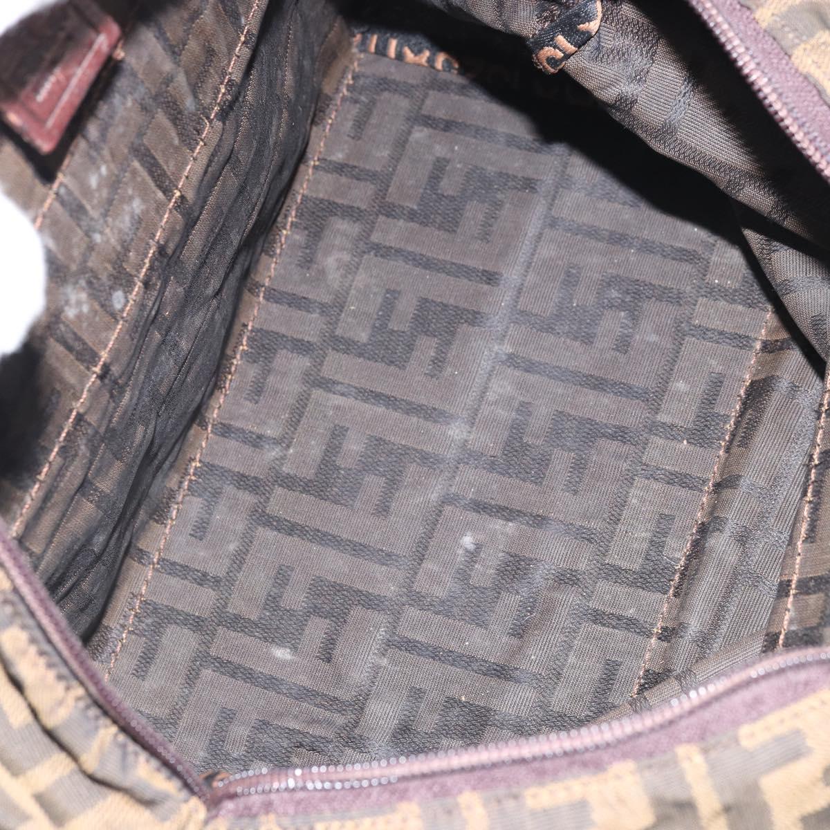FENDI Zucca Canvas Hand Bag Brown Black Auth ka2103