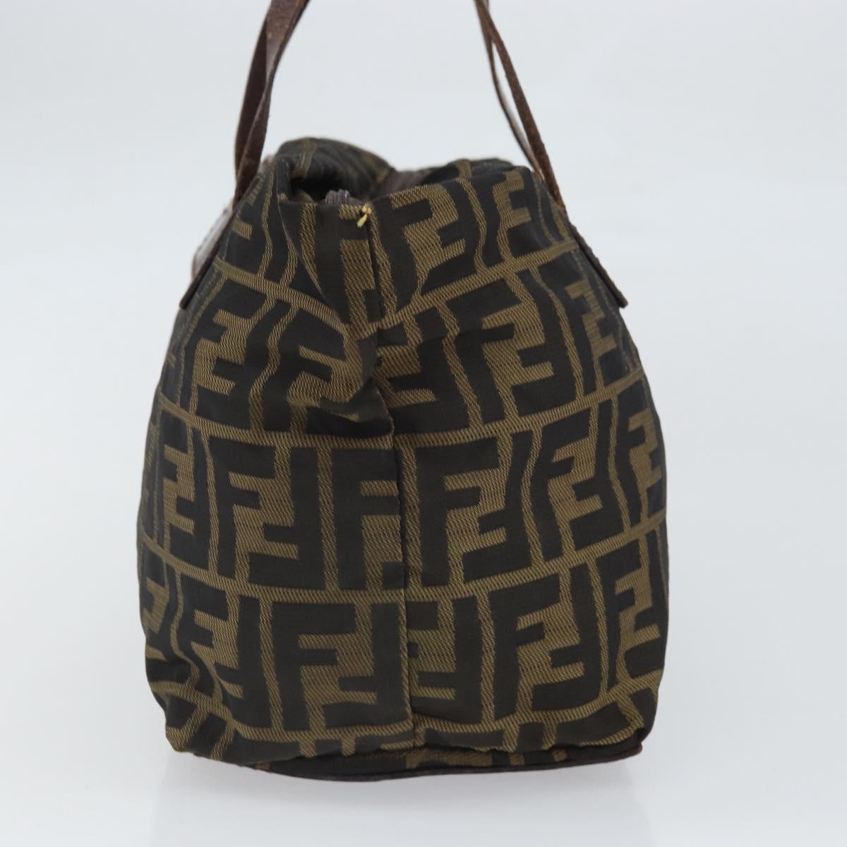 FENDI Zucca Canvas Hand Bag Brown Black Auth ka2103