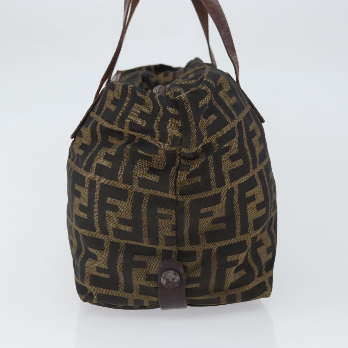 FENDI Zucca Canvas Hand Bag Brown Black Auth ka2103