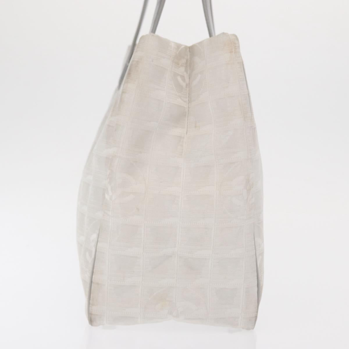 CHANEL New Travel Line Tote Bag Nylon Silver CC Auth ka2106