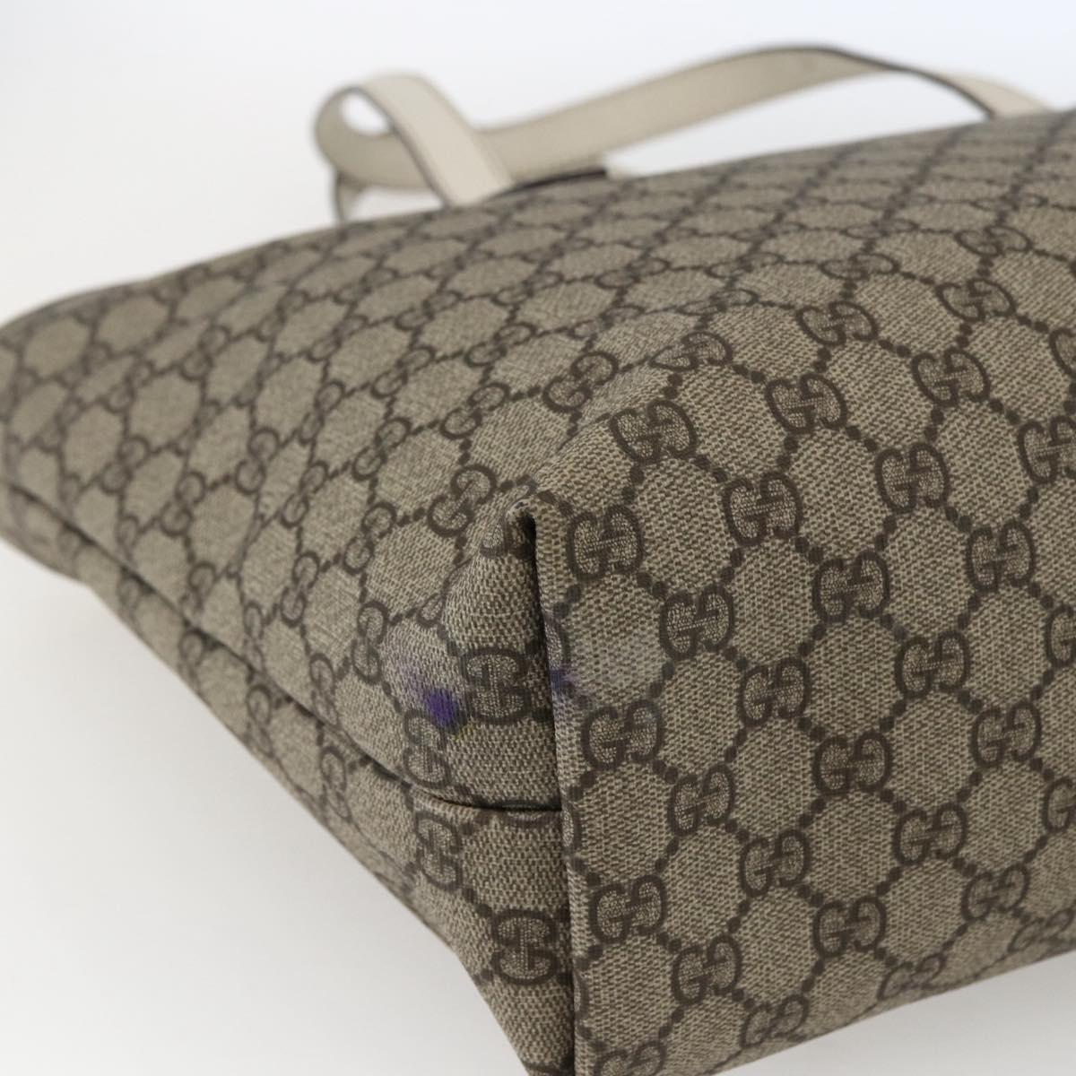 GUCCI GG Supreme Tote Bag PVC Beige 211137 Auth ka2107