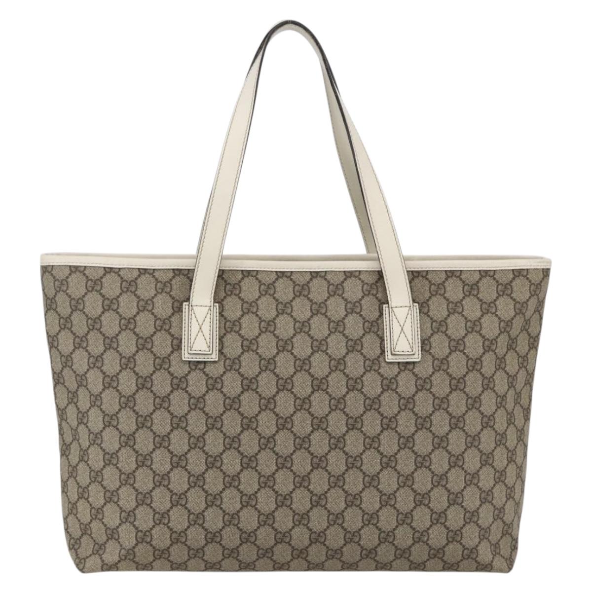 GUCCI GG Supreme Tote Bag PVC Beige 211137 Auth ka2107