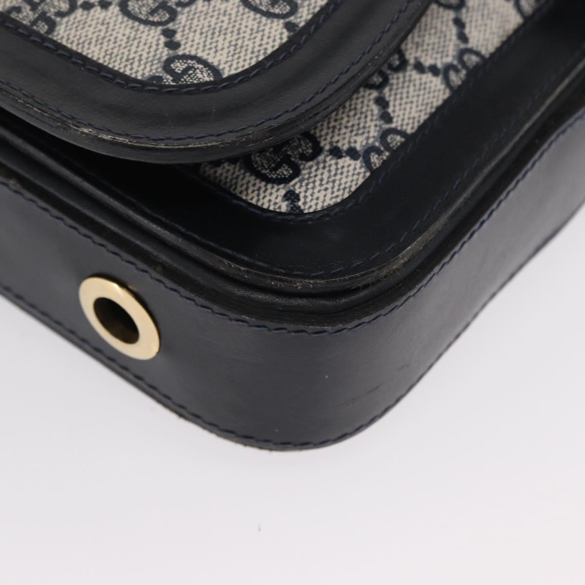 GUCCI GG Supreme Sherry Line Shoulder Bag PVC Navy Gold Auth ka2109