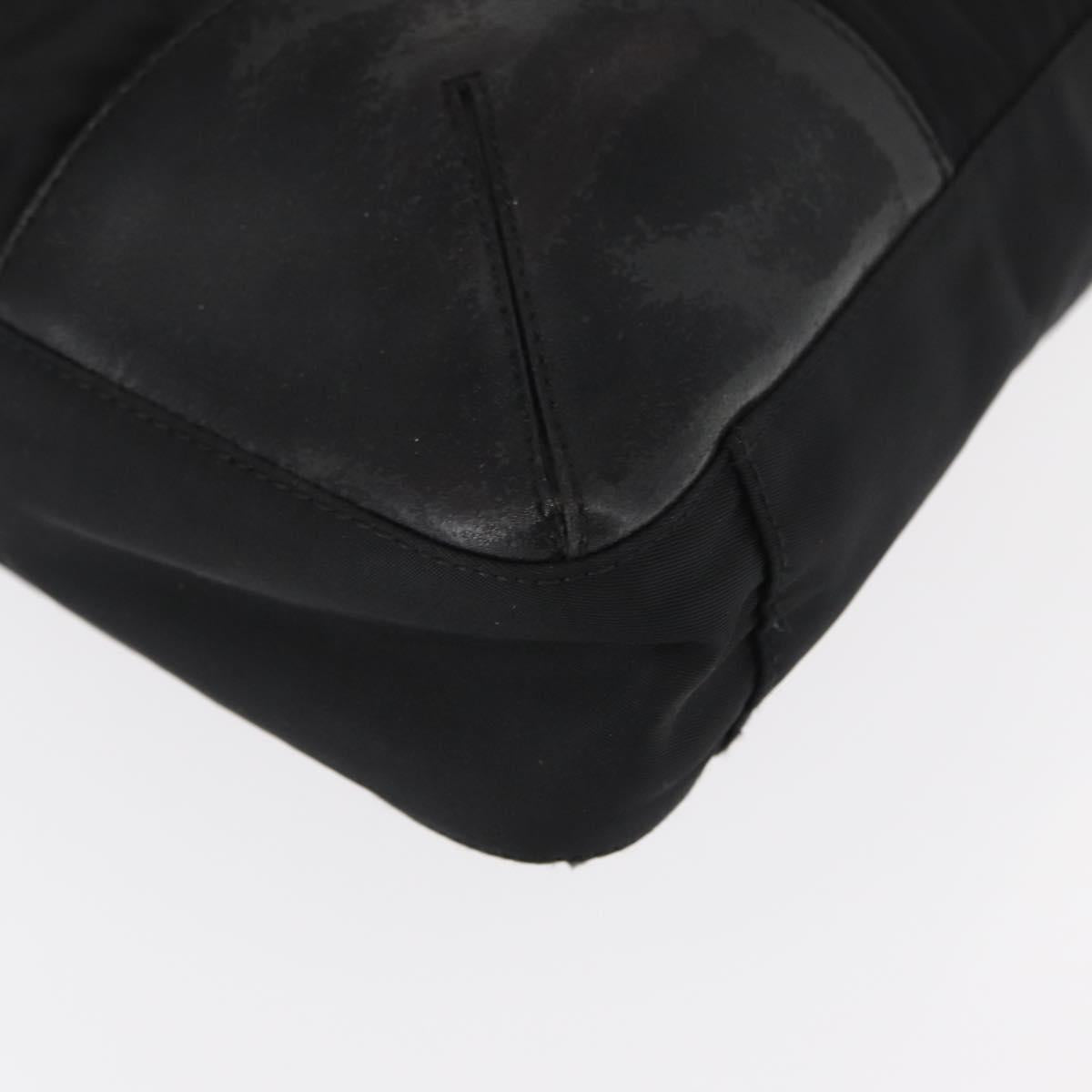 PRADA Tote Bag Nylon Leather Black Silver Auth ka211
