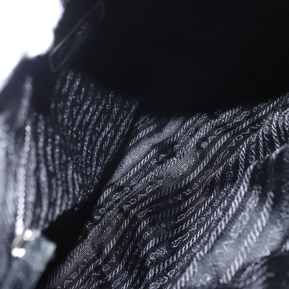 PRADA Tote Bag Nylon Leather Black Silver Auth ka211