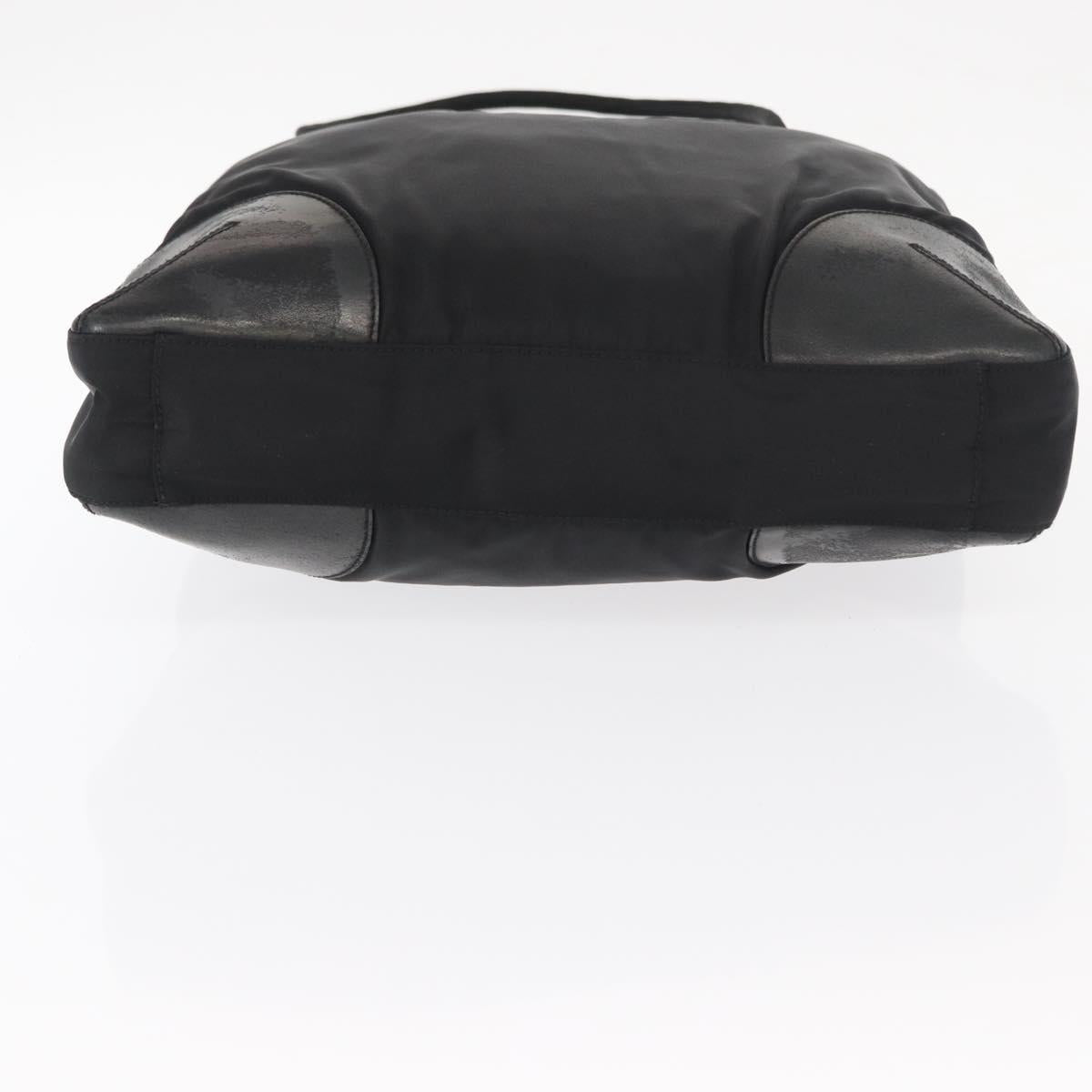 PRADA Tote Bag Nylon Leather Black Silver Auth ka211