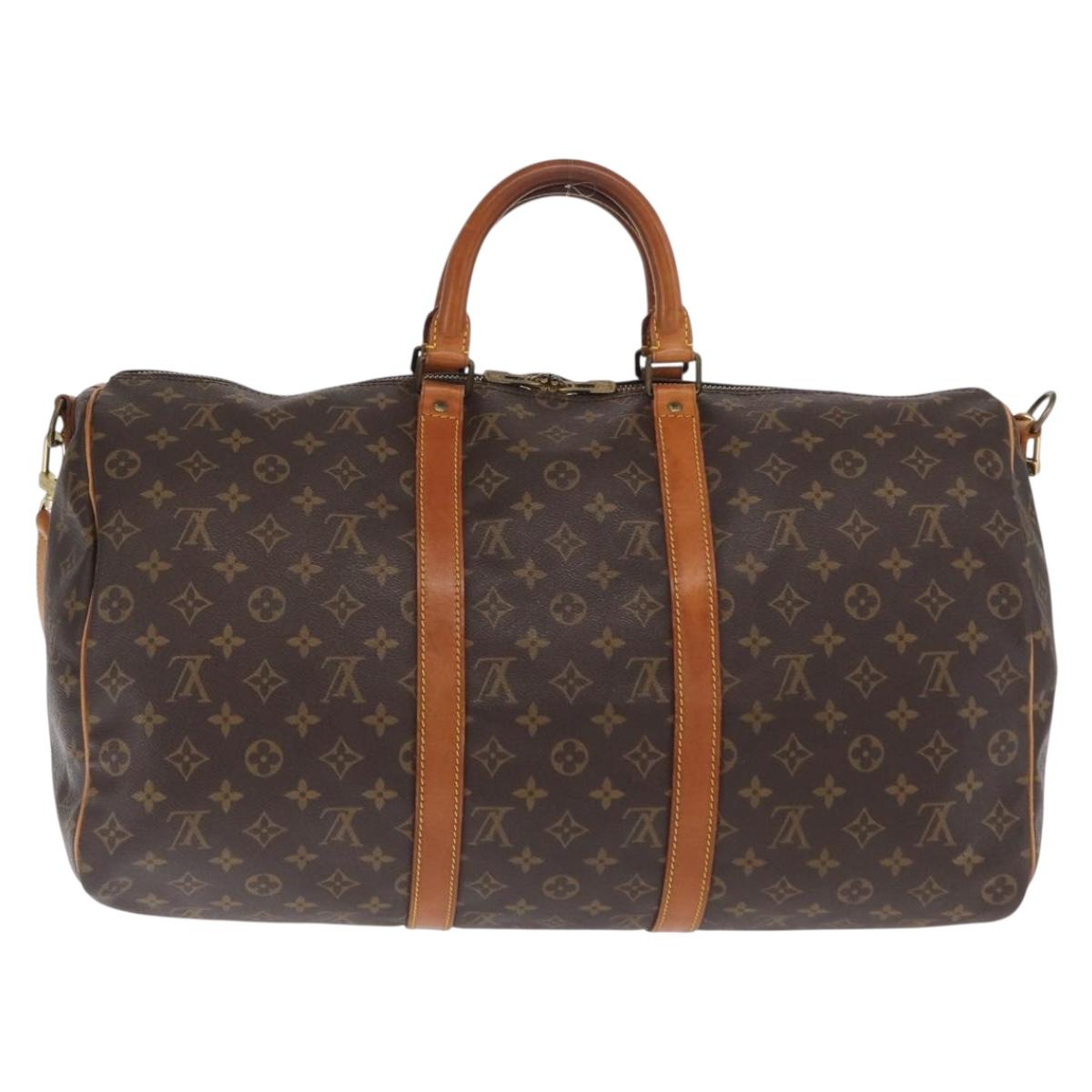 LOUIS VUITTON Monogram Keepall Bandouliere 50 Boston Bag M41416 LV Auth ka2116
