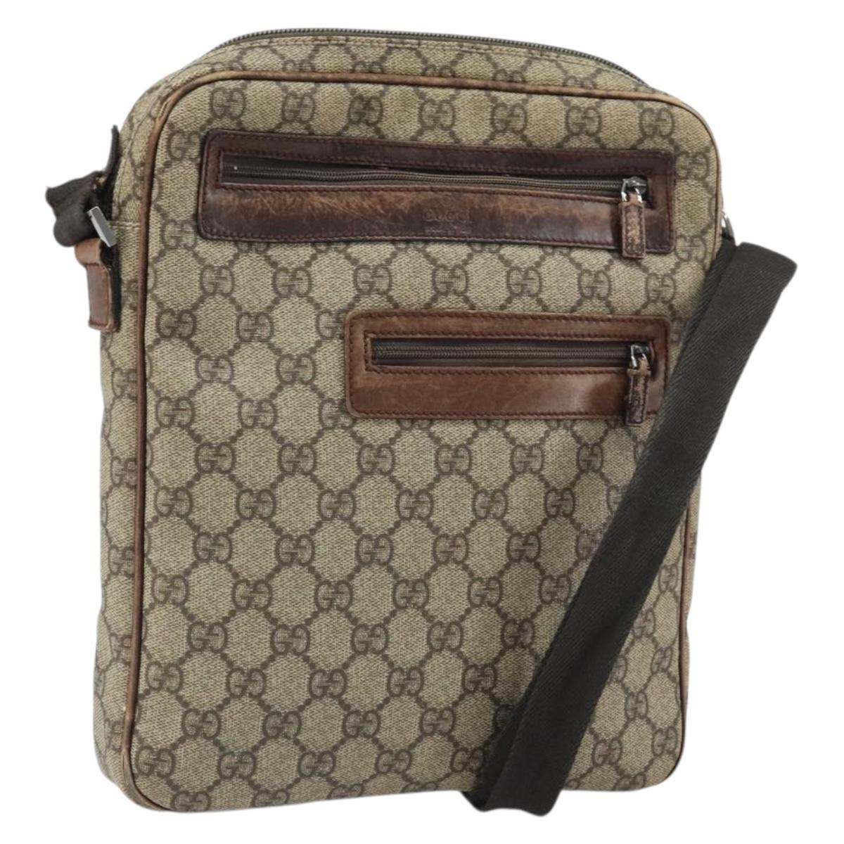 GUCCI GG Supreme Shoulder Bag PVC Leather Beige 92551 Auth ka2120