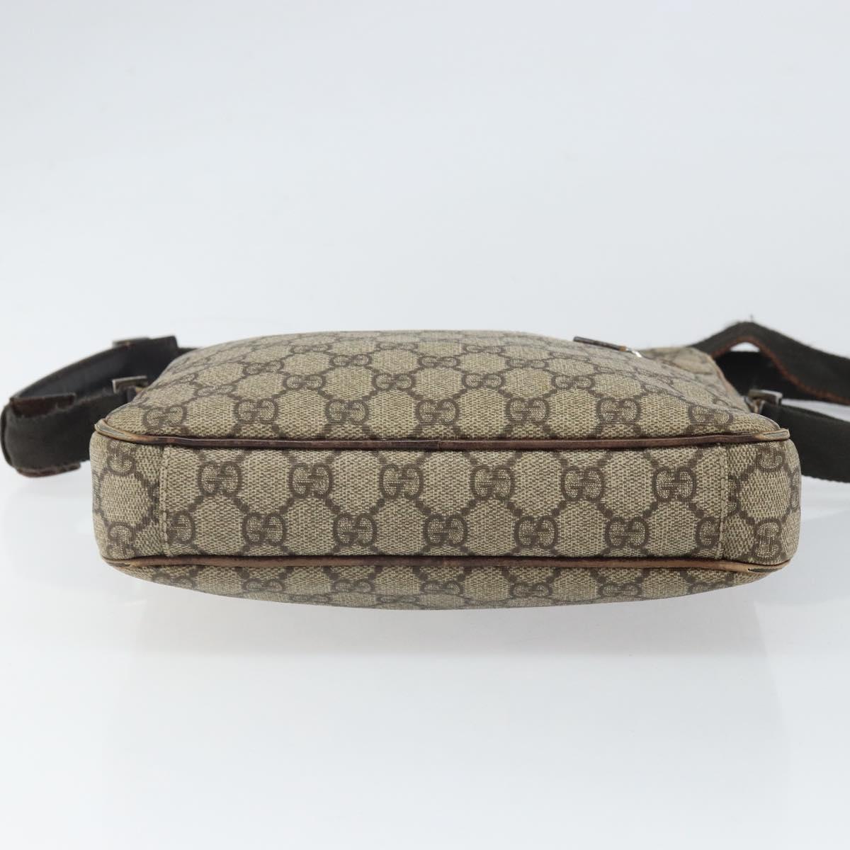 GUCCI GG Supreme Shoulder Bag PVC Leather Beige 92551 Auth ka2120