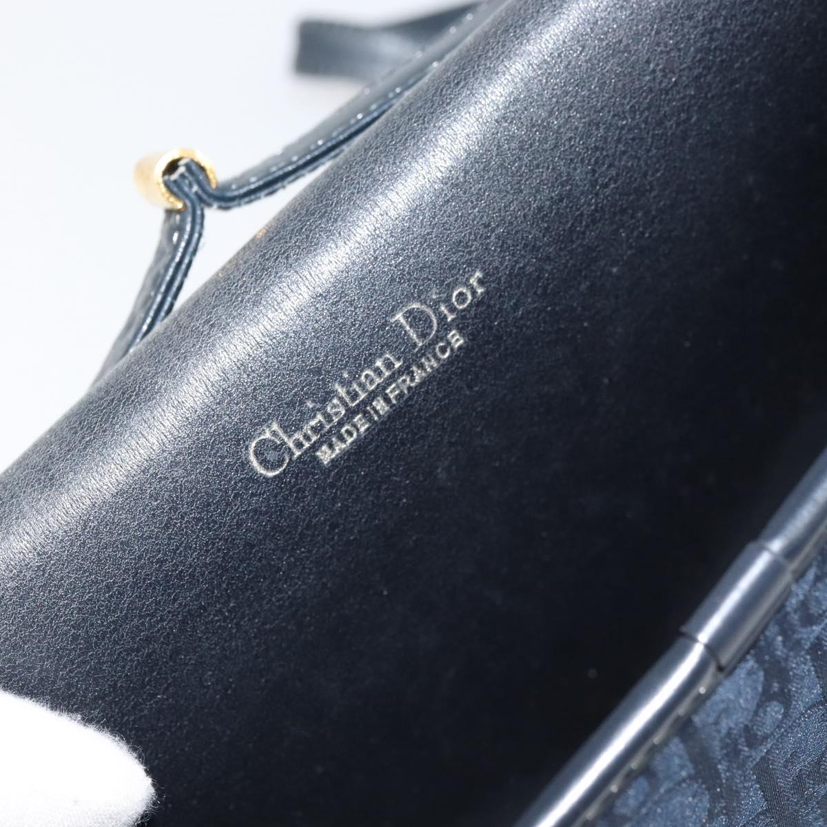 Christian Dior Trotter Canvas Shoulder Bag Navy Gold Auth ka2125