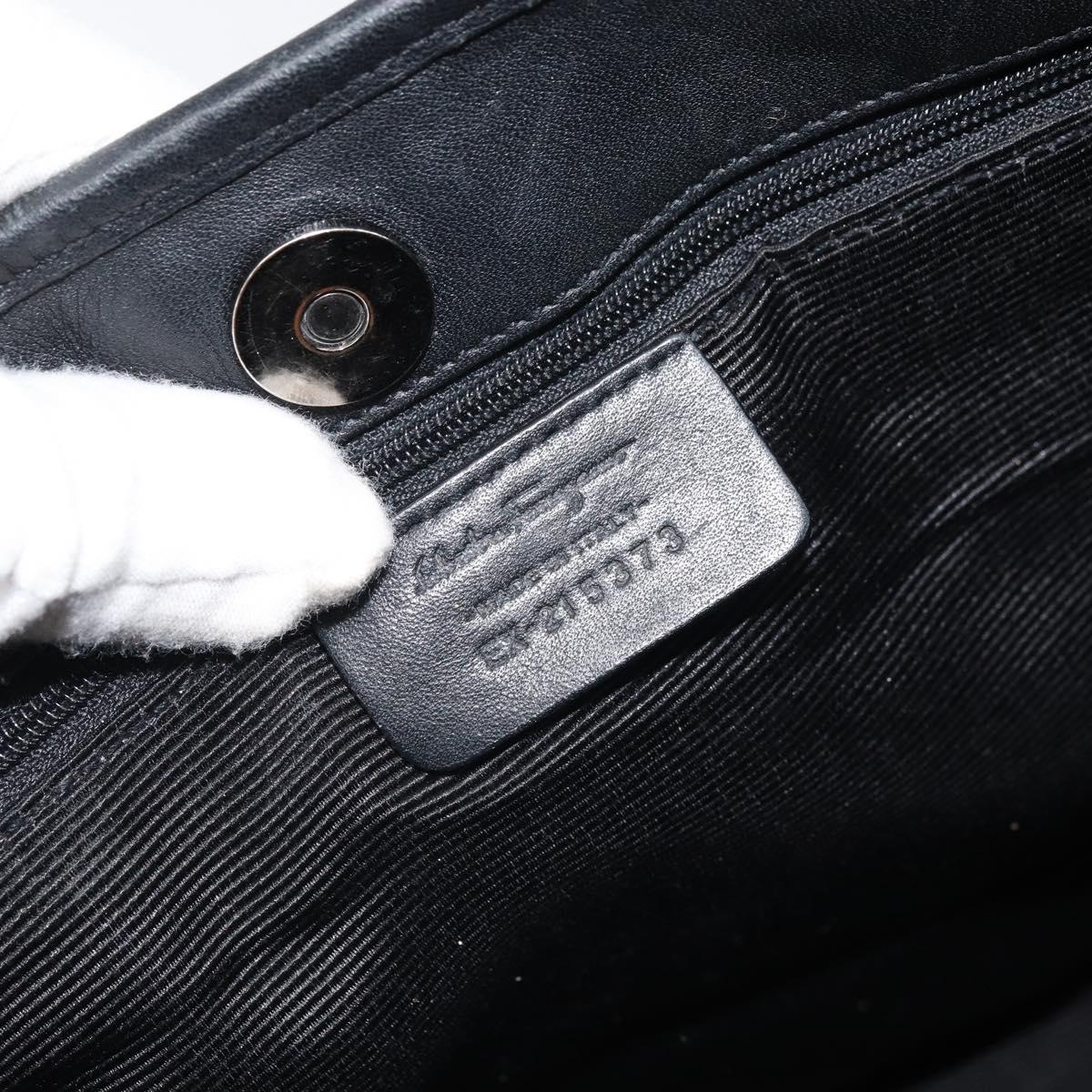 Salvatore Ferragamo Gancini Tote Bag Canvas Navy Silver Auth ka2126
