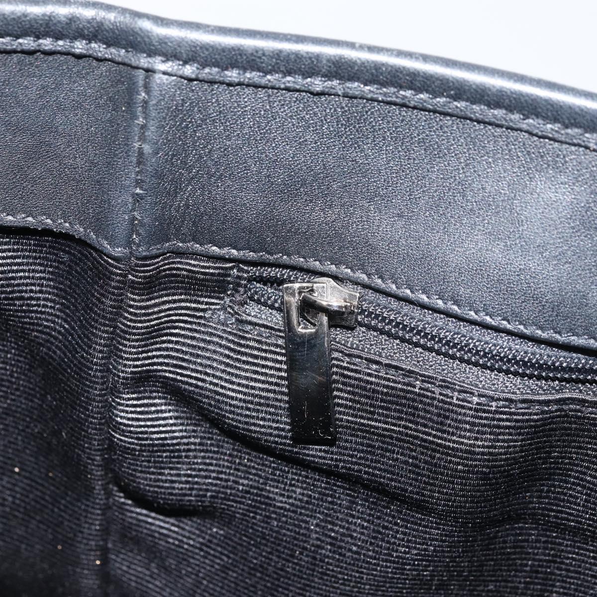 Salvatore Ferragamo Gancini Tote Bag Canvas Navy Silver Auth ka2126