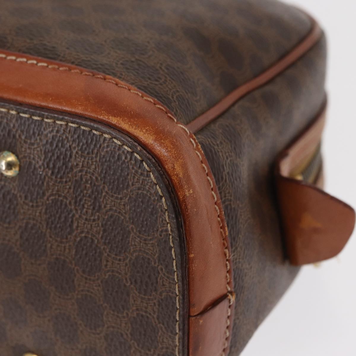 CELINE Macadam Canvas Hand Bag PVC Leather Brown Gold Auth ka213