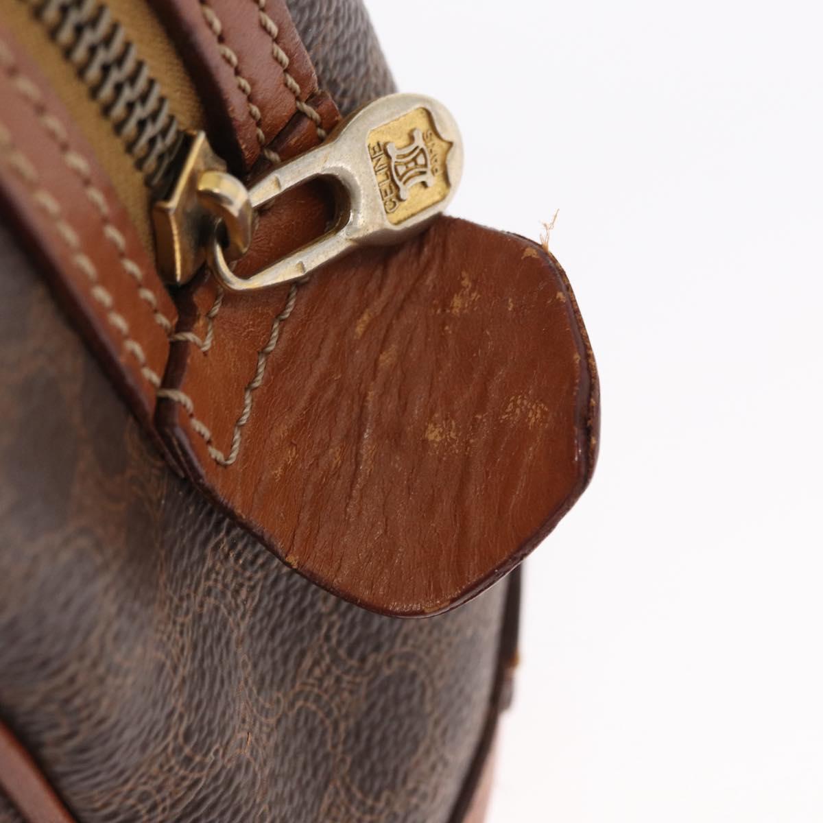 CELINE Macadam Canvas Hand Bag PVC Leather Brown Gold Auth ka213