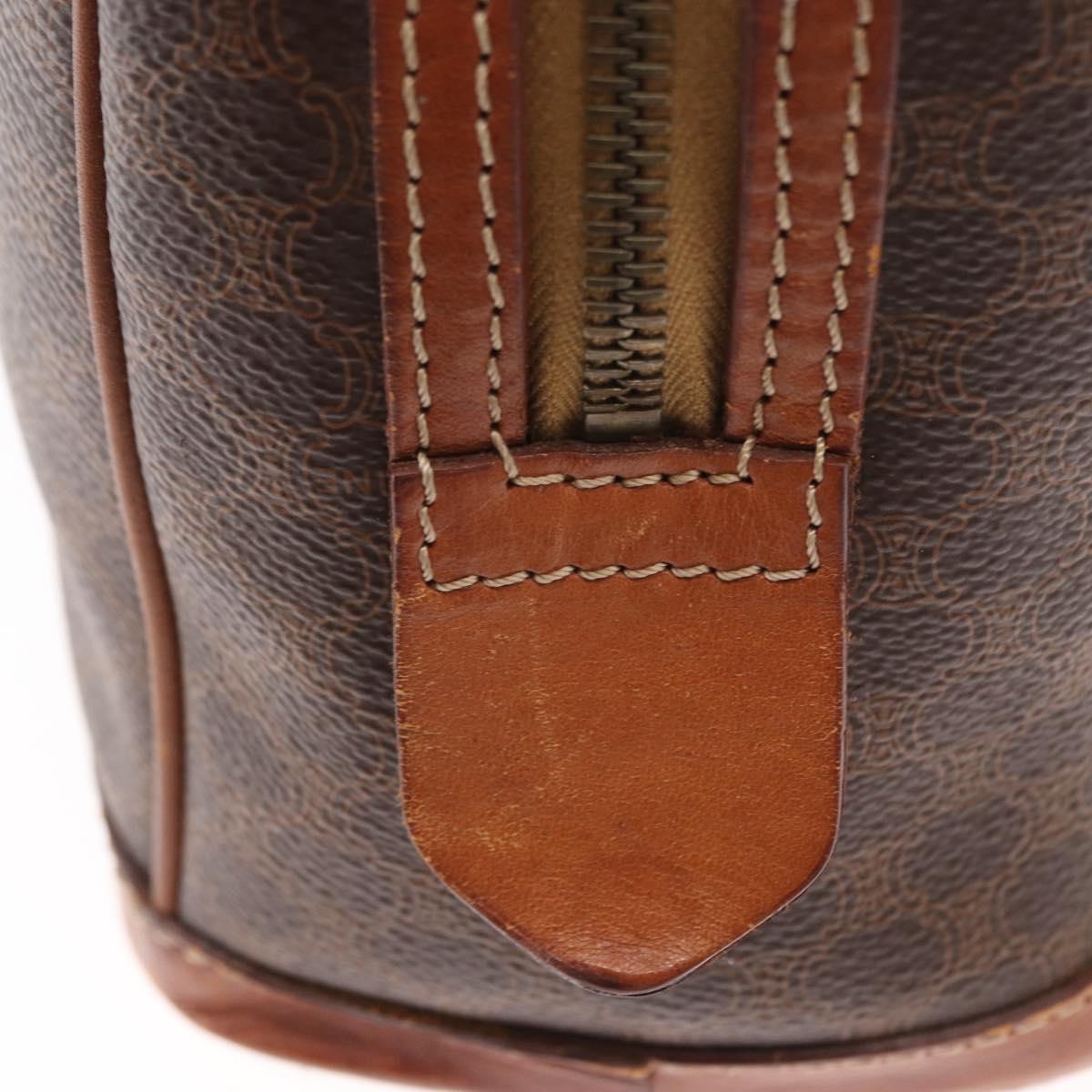 CELINE Macadam Canvas Hand Bag PVC Leather Brown Gold Auth ka213