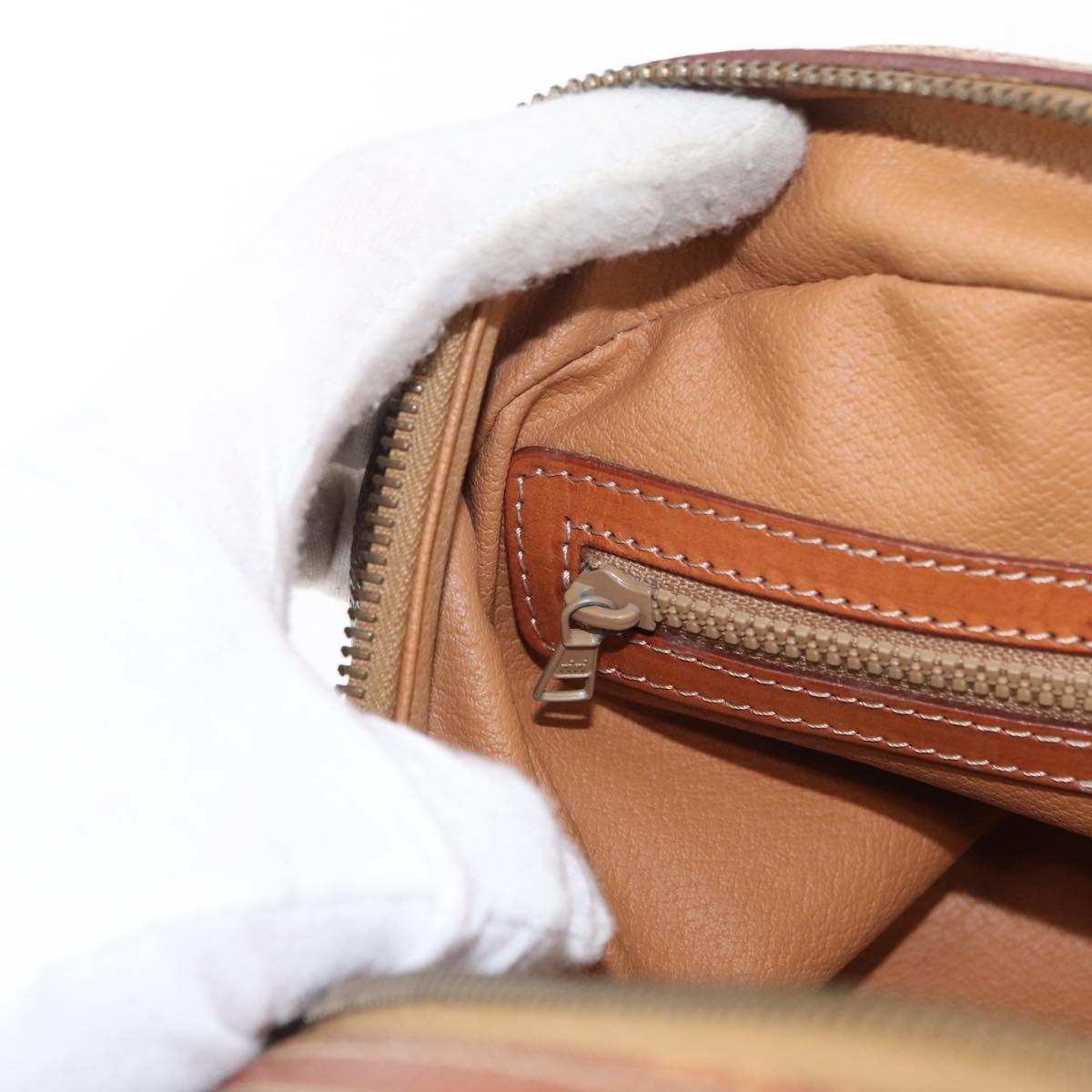 CELINE Macadam Canvas Hand Bag PVC Leather Brown Gold Auth ka213