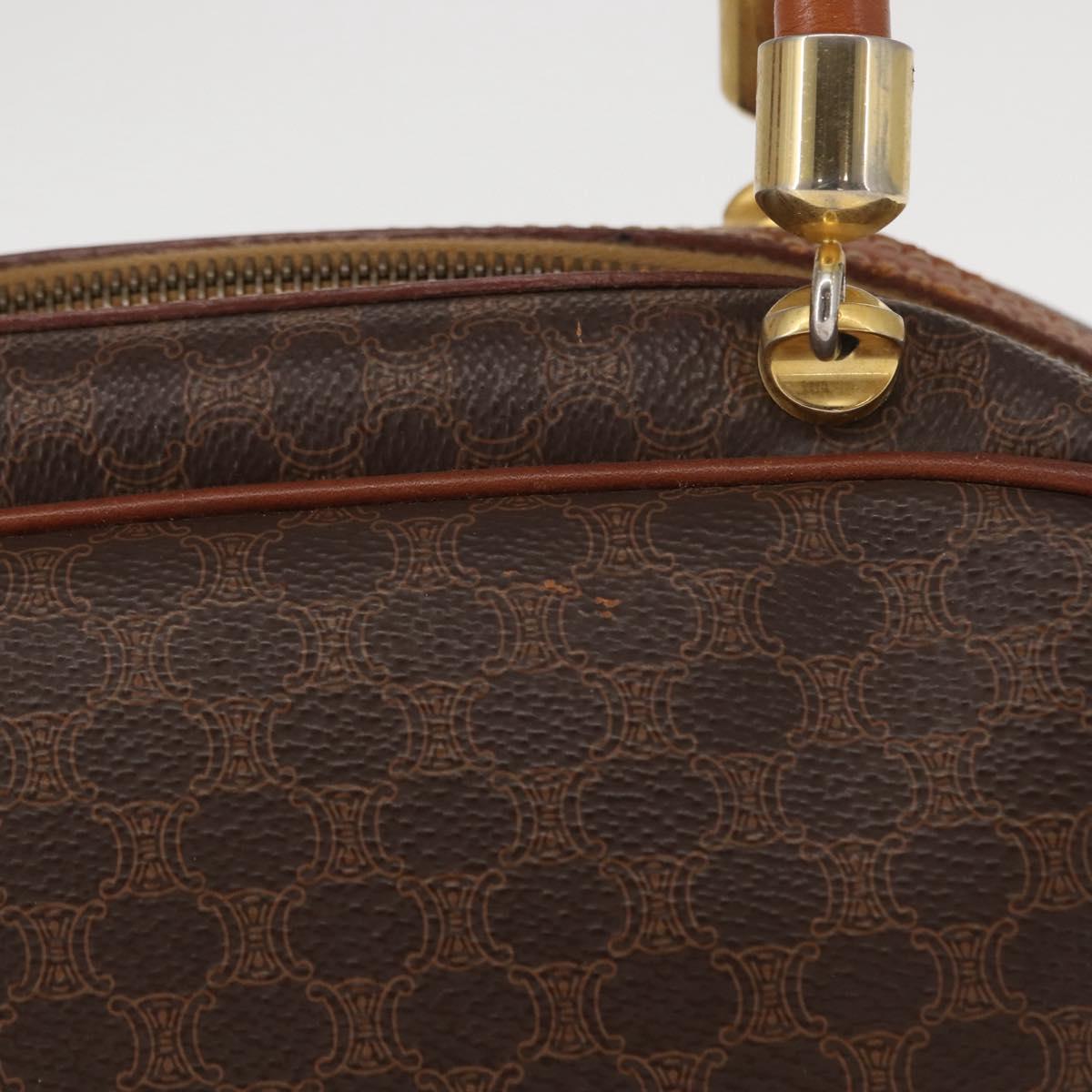 CELINE Macadam Canvas Hand Bag PVC Leather Brown Gold Auth ka213