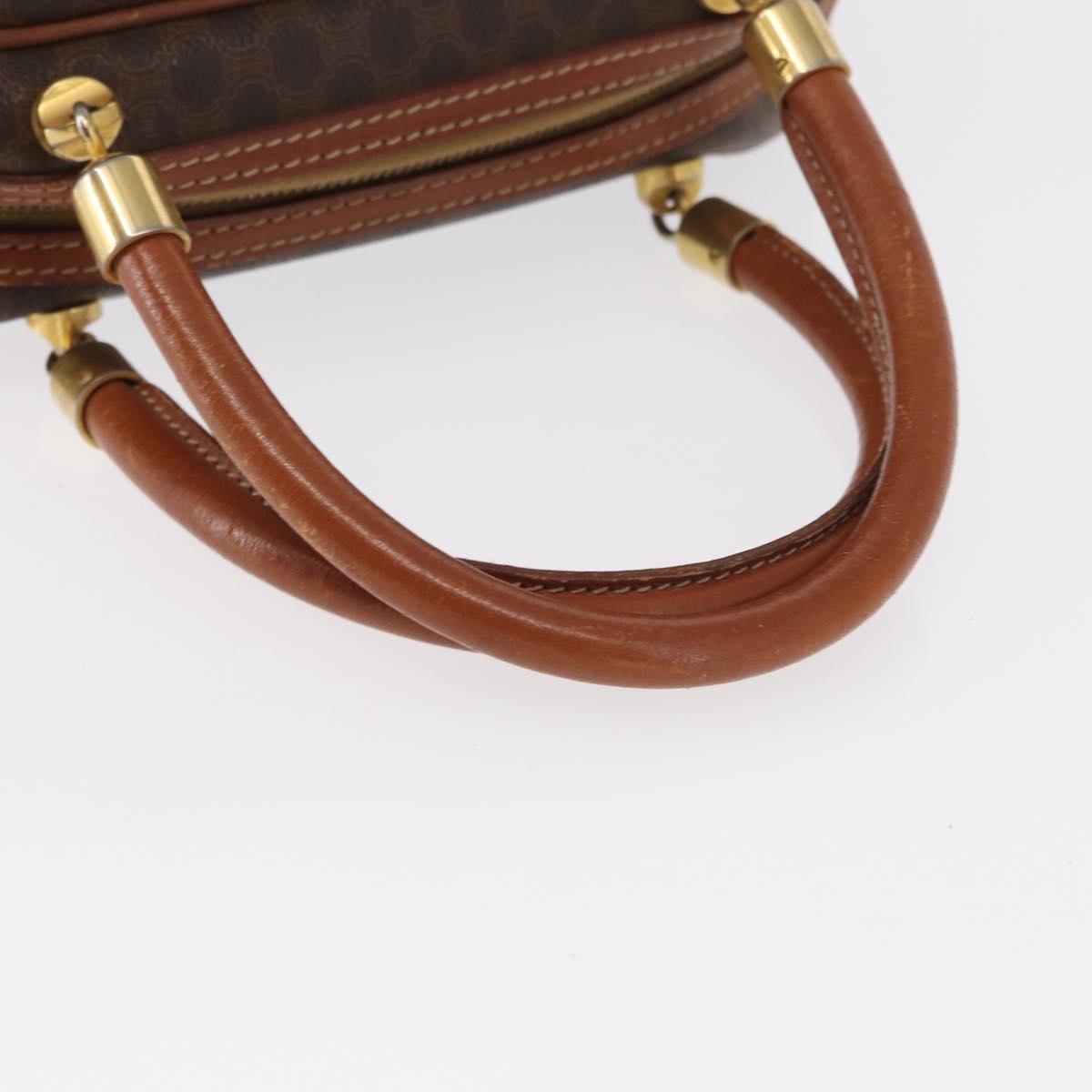 CELINE Macadam Canvas Hand Bag PVC Leather Brown Gold Auth ka213