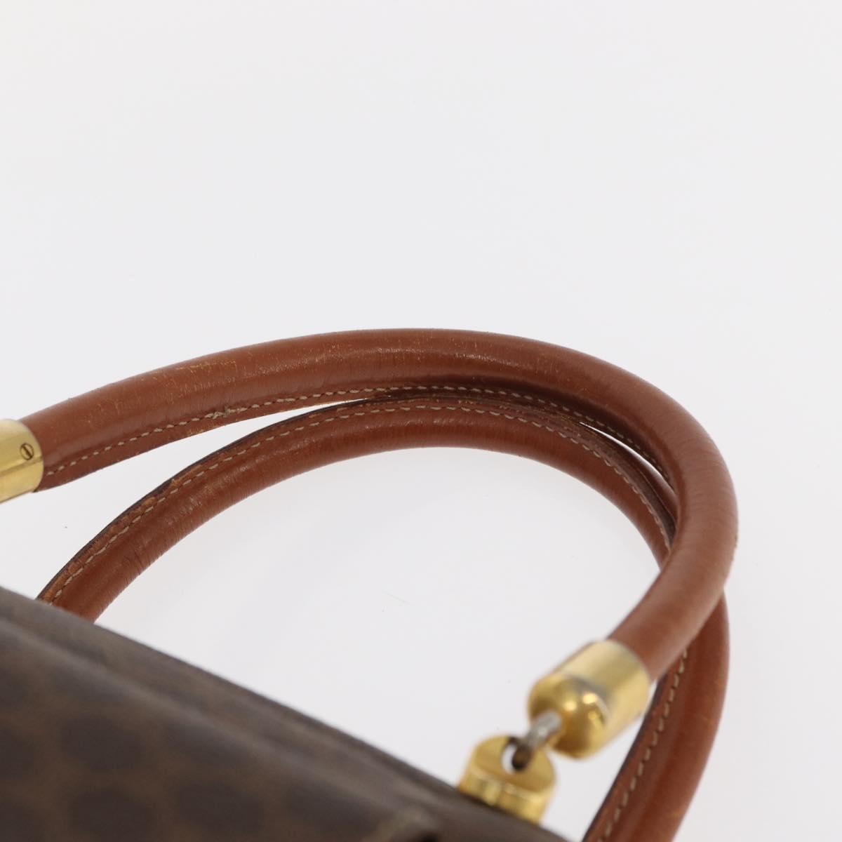 CELINE Macadam Canvas Hand Bag PVC Leather Brown Gold Auth ka213