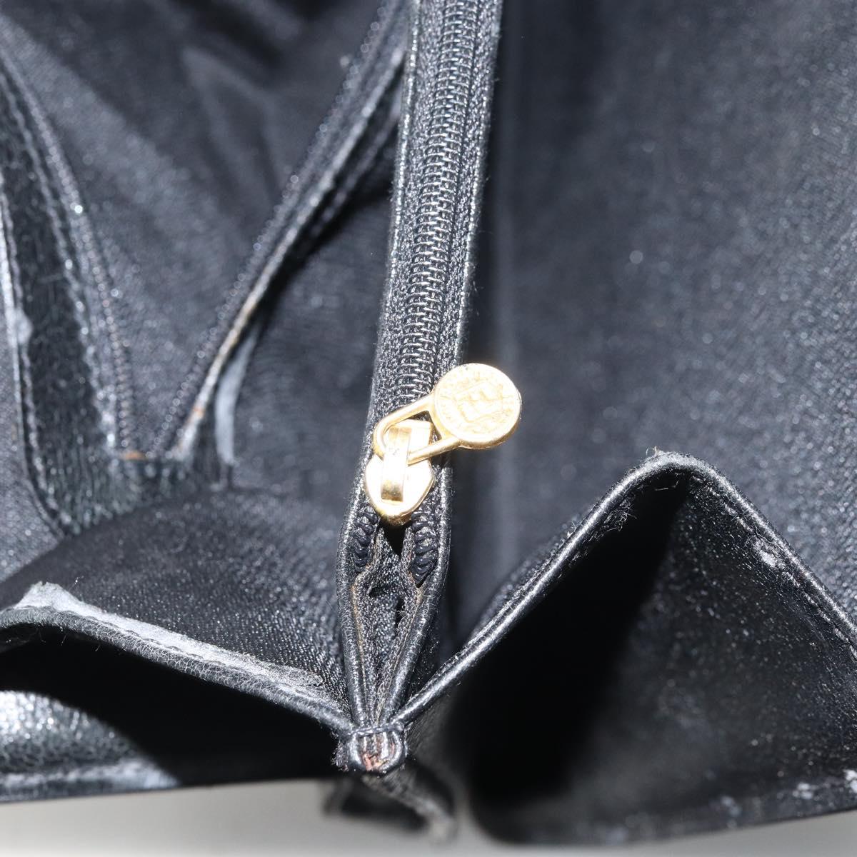 FENDI Hand Bag Leather 2way Black Gold Auth ka2131