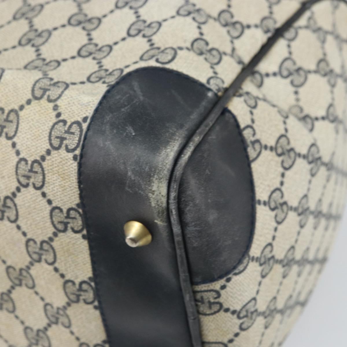 GUCCI GG Supreme Sherry Line Hand Bag PVC Navy Gold Auth ka2155