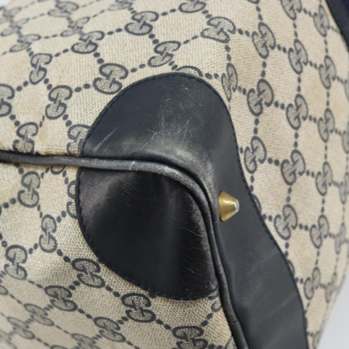 GUCCI GG Supreme Sherry Line Hand Bag PVC Navy Gold Auth ka2155