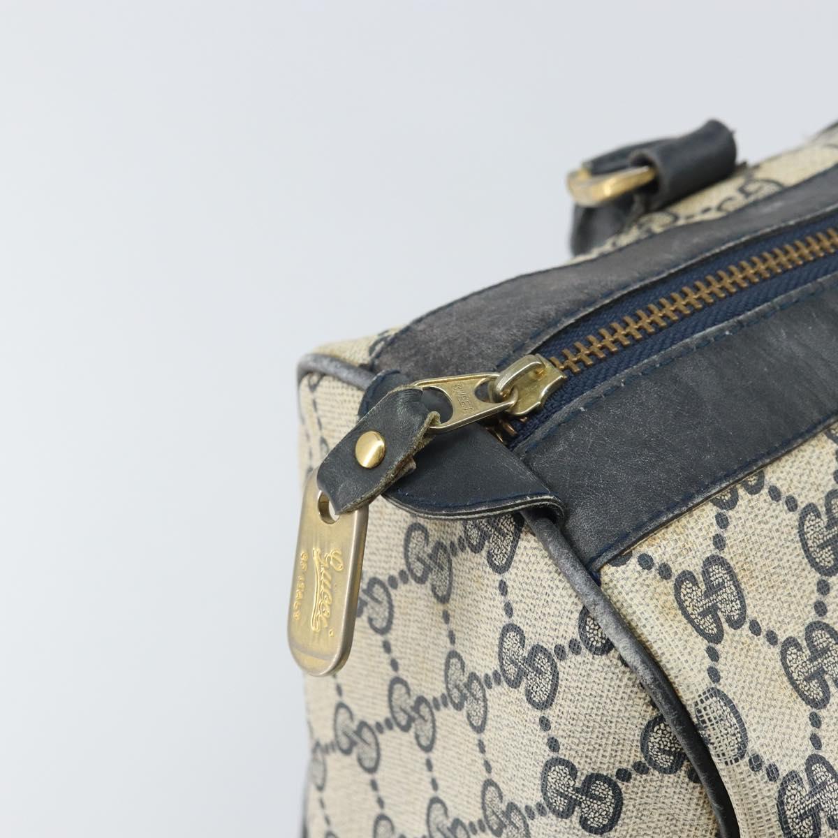 GUCCI GG Supreme Sherry Line Hand Bag PVC Navy Gold Auth ka2155