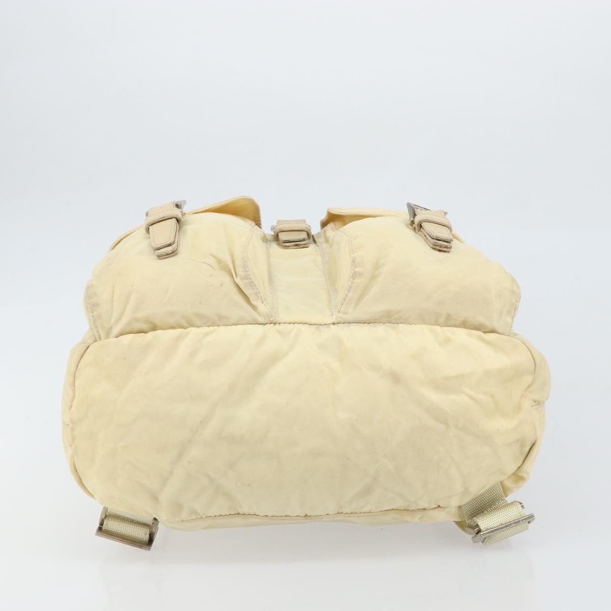 PRADA Backpack Nylon Ivory Silver Auth ka2156