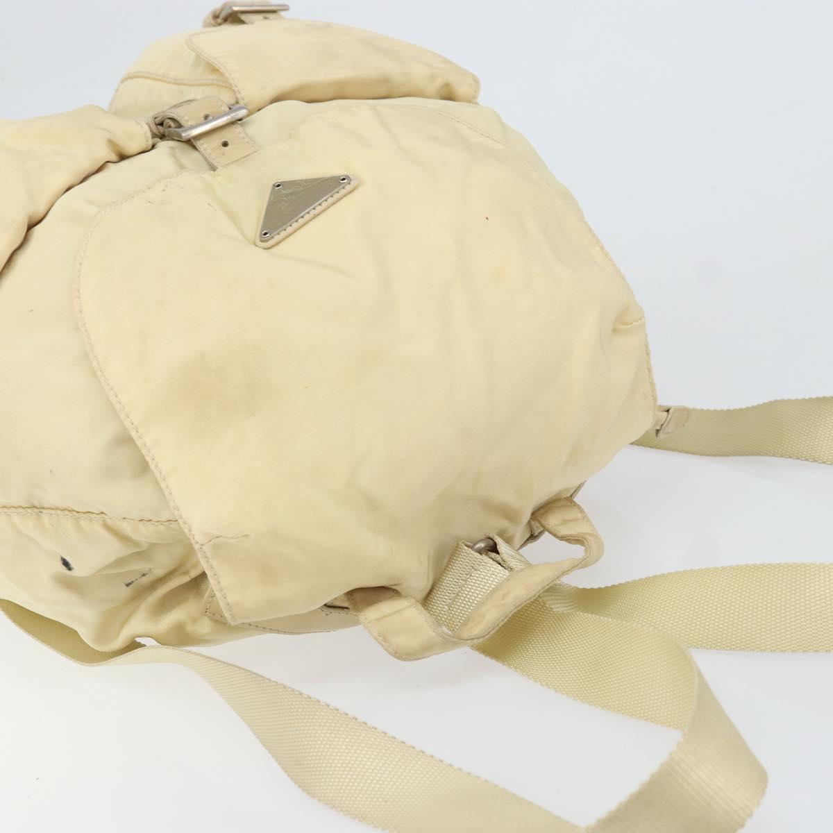 PRADA Backpack Nylon Ivory Silver Auth ka2156