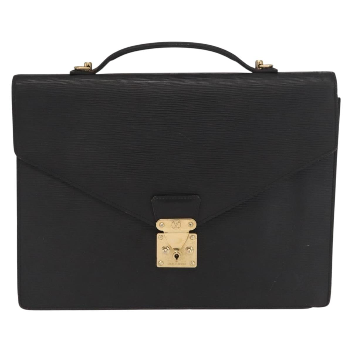 LOUIS VUITTON Epi Porte Documents Bandouliere Briefcase Black M54462 Auth ka2157